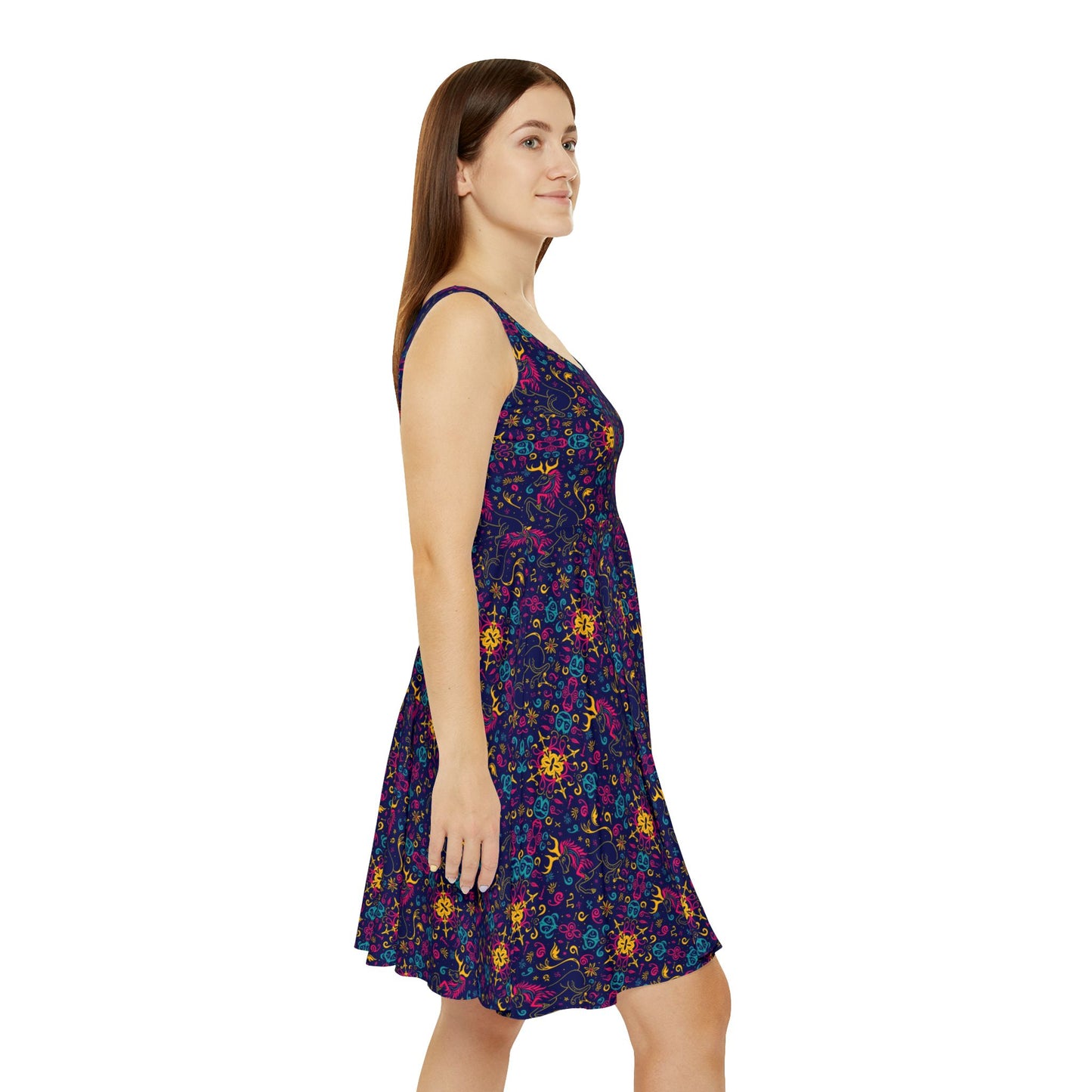 Women's Skater Dress, AOP, Zodiac v1, Aquarius, Pattern