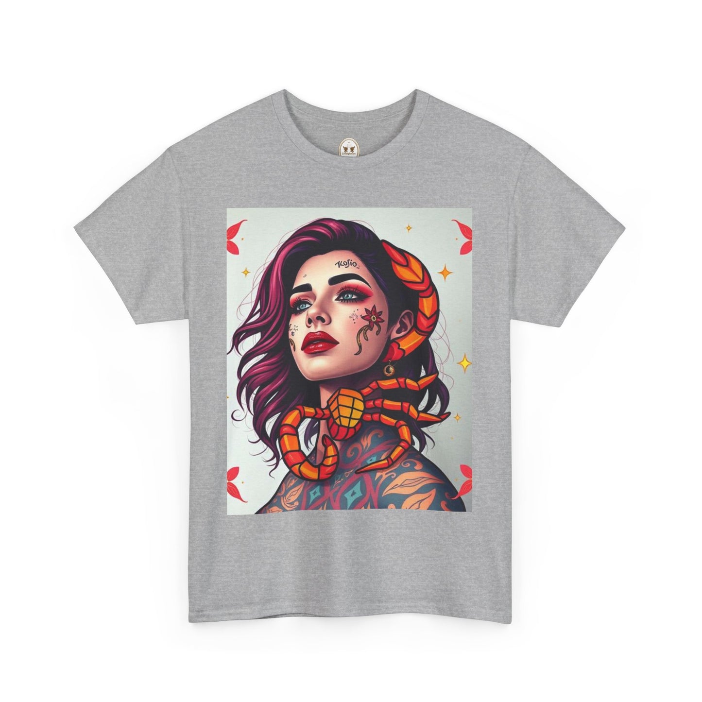 Unisex Heavy Cotton T-Shirt, Scorpio, Zodiac v3, Sexy Art