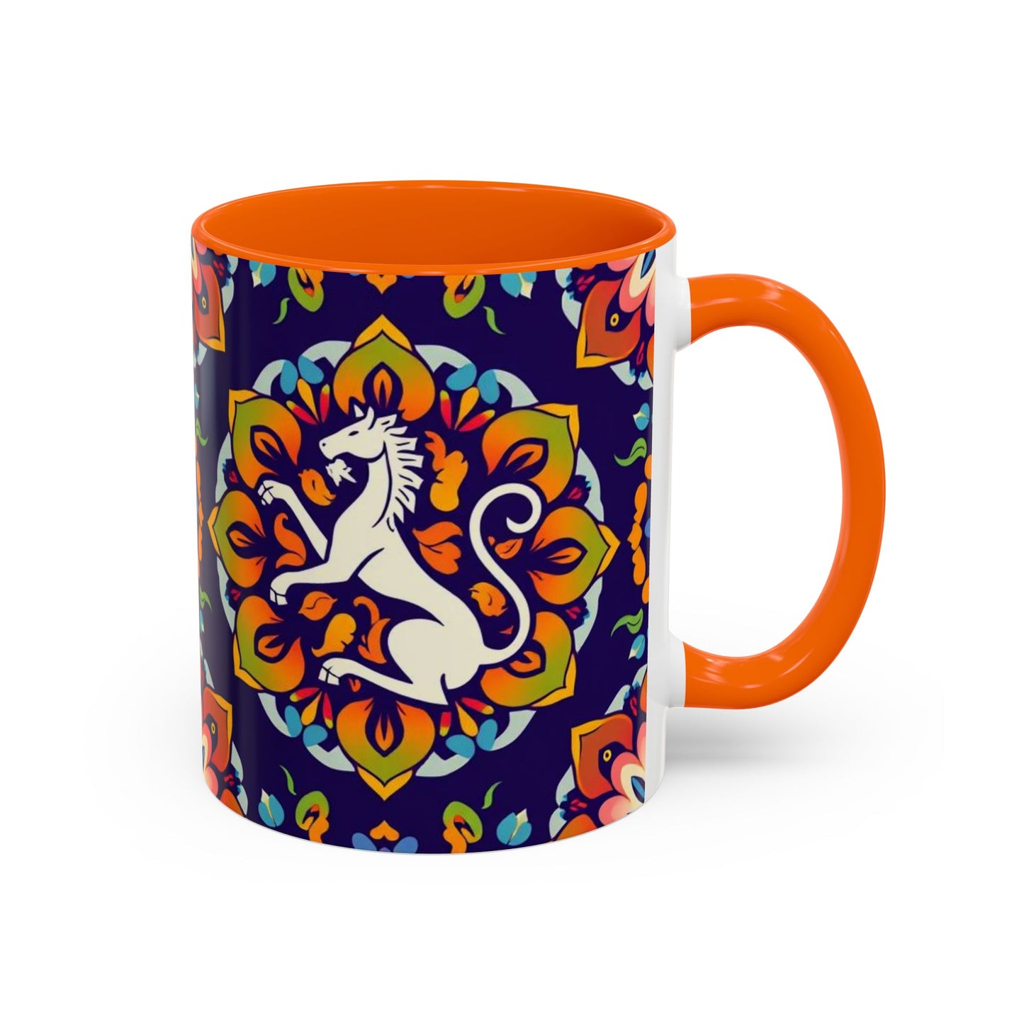 Accent Coffee Mug, Virgo, Zodiac v4. Flower Pattern, (11, 15oz)