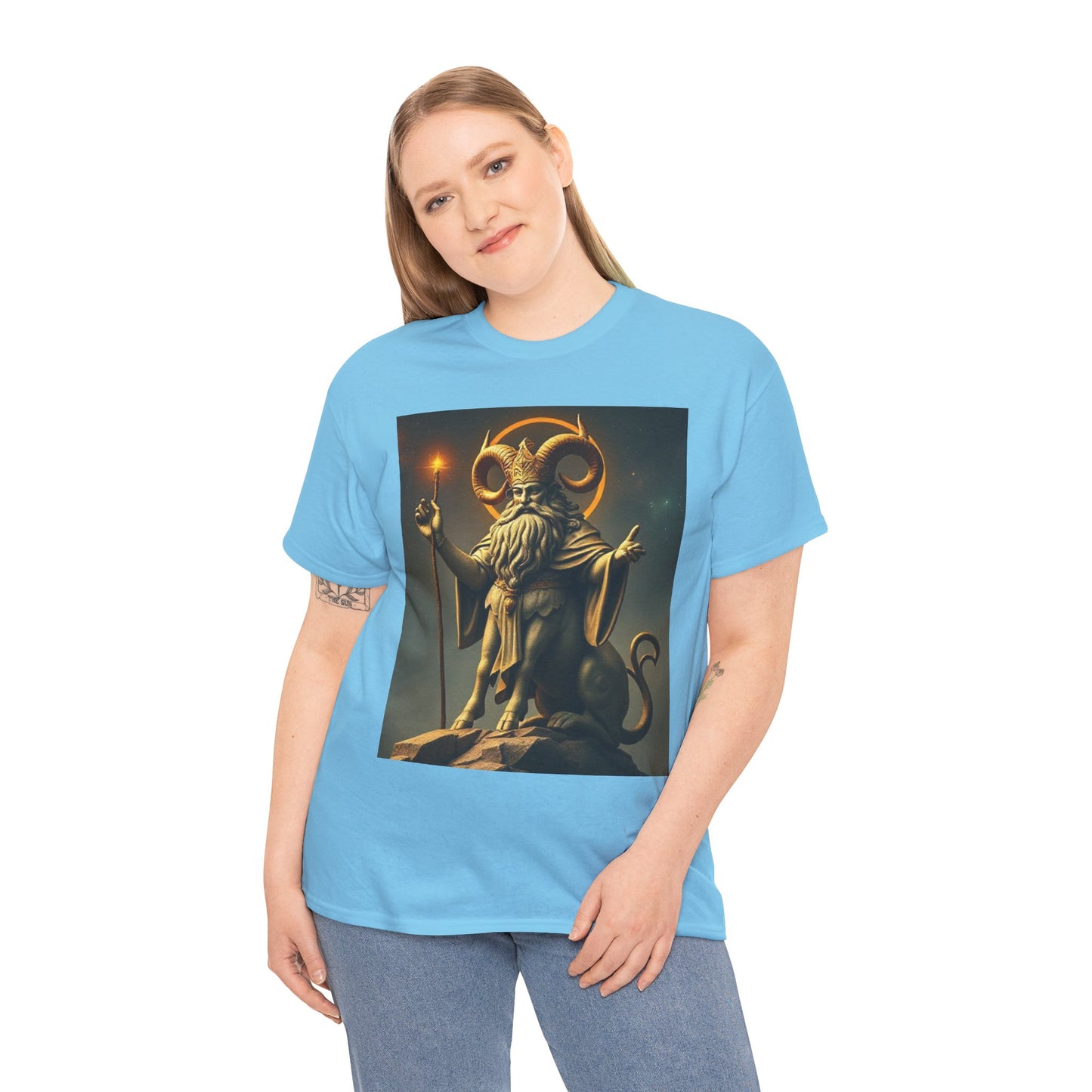 Unisex Heavy Cotton T-Shirt, Taurus God, Zodiac Design