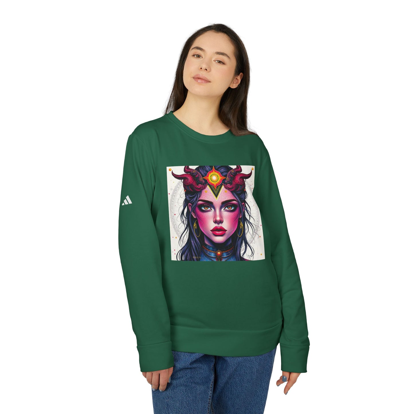 Adidas, Unisex Fleece Crewneck Sweatshirt, Virgo, Pop Art v1, Zodiac