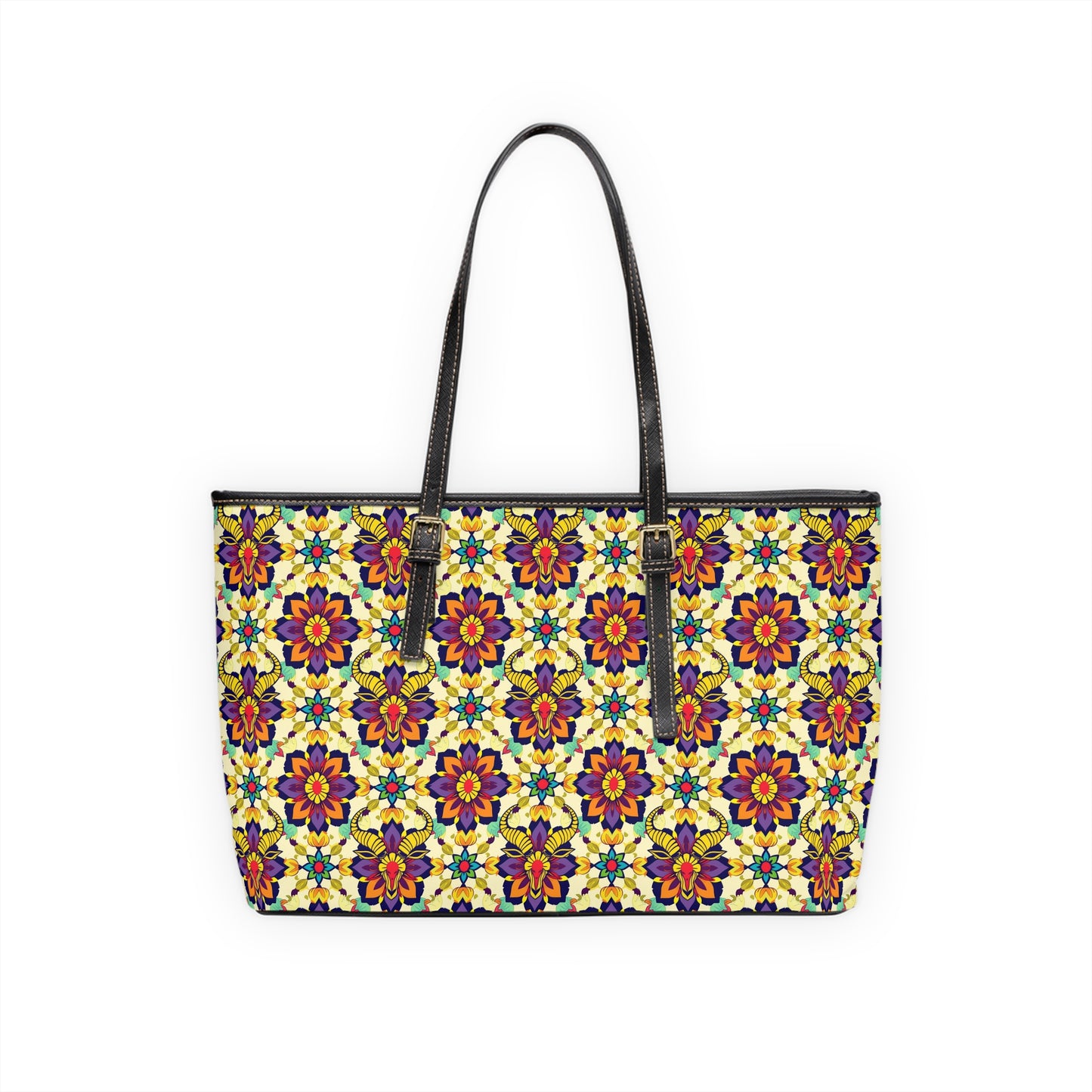 Leather Shoulder Bag, Taurus, Zodiac v2, Flower Pattern