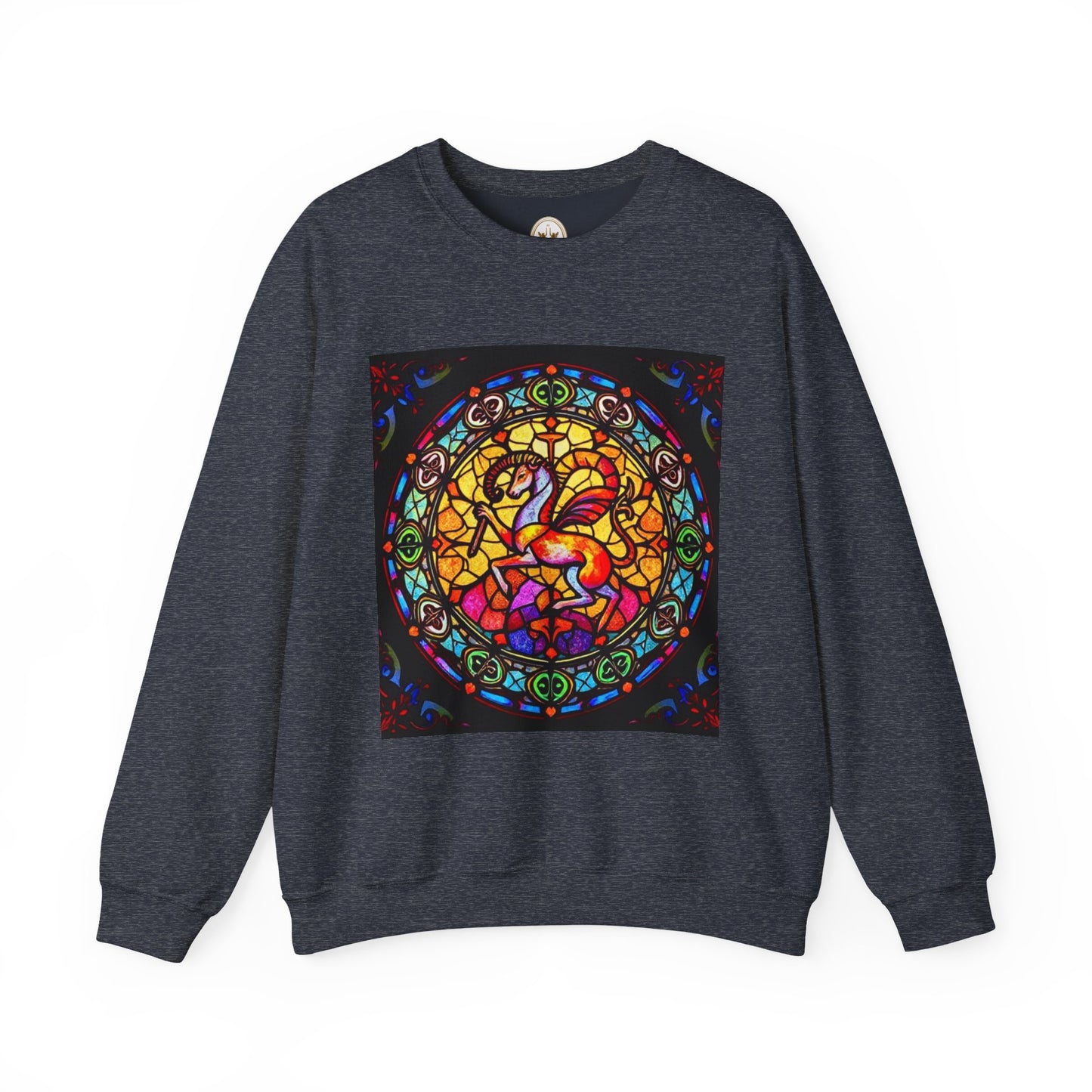 Unisex Heavy Blend™ Crewneck Sweatshirt, Glass 1, Aries Zodiac Design