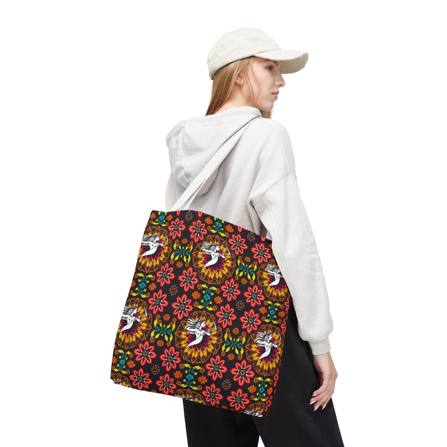 Tote Bag (AOP), Sagittarius, Zodiac v1, Flower Pattern
