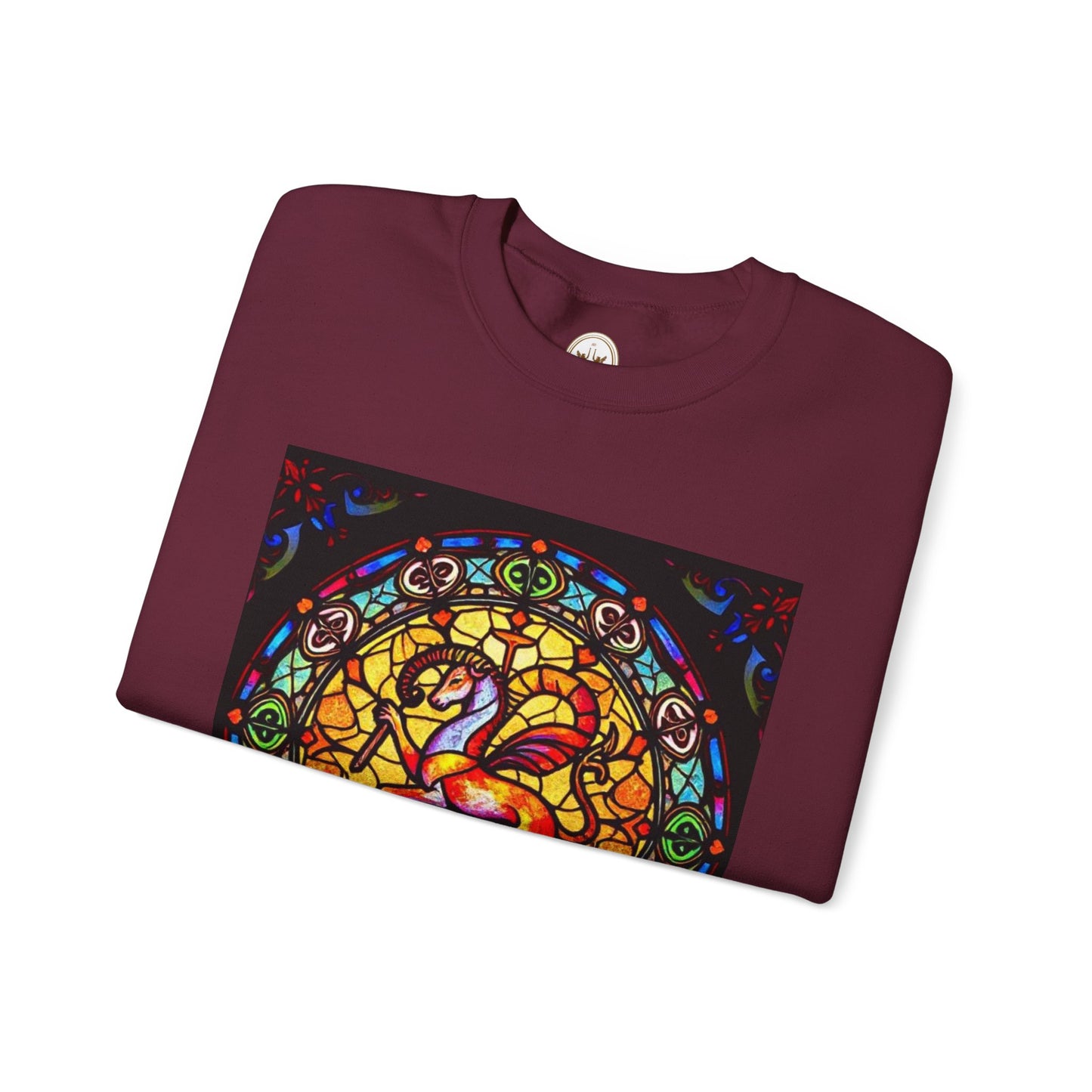 Unisex Heavy Blend™ Crewneck Sweatshirt, Glass 1, Aries Zodiac Design