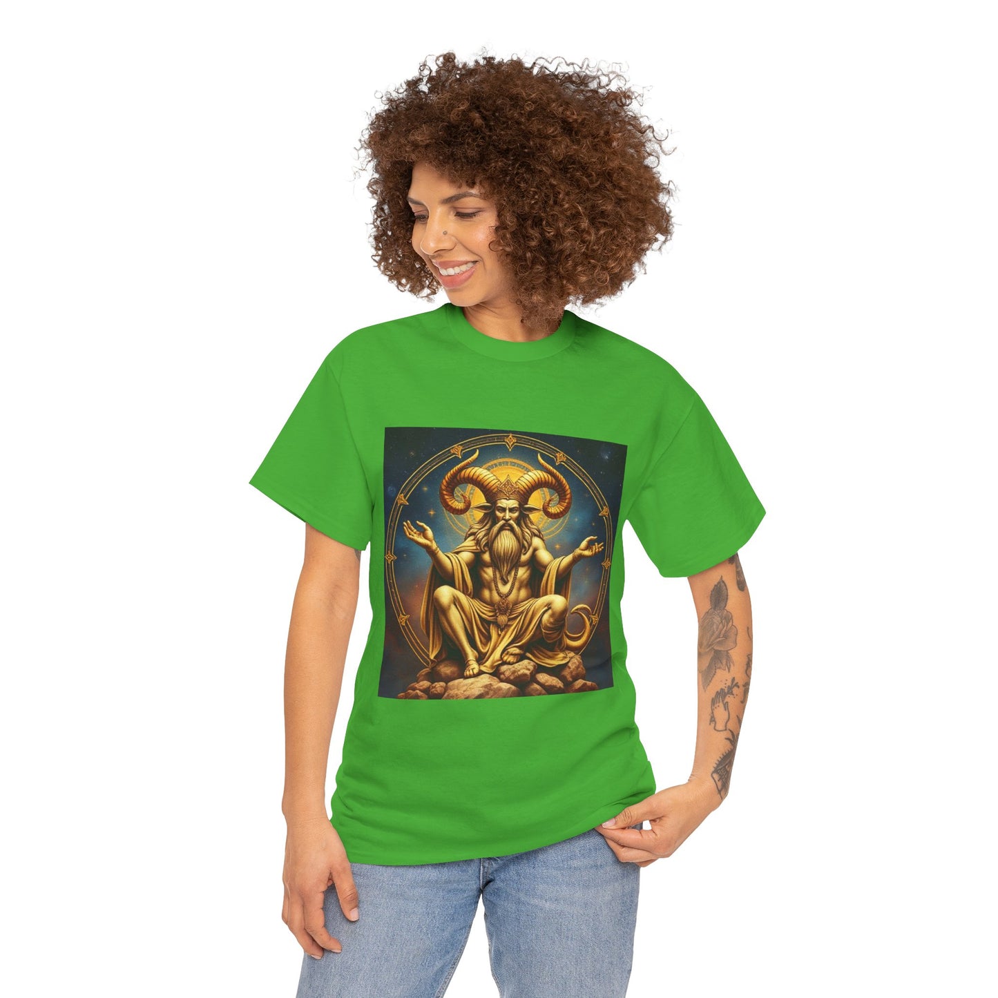 Unisex Heavy Cotton T-Shirt, On The Throne, Taurus Zodiac Design