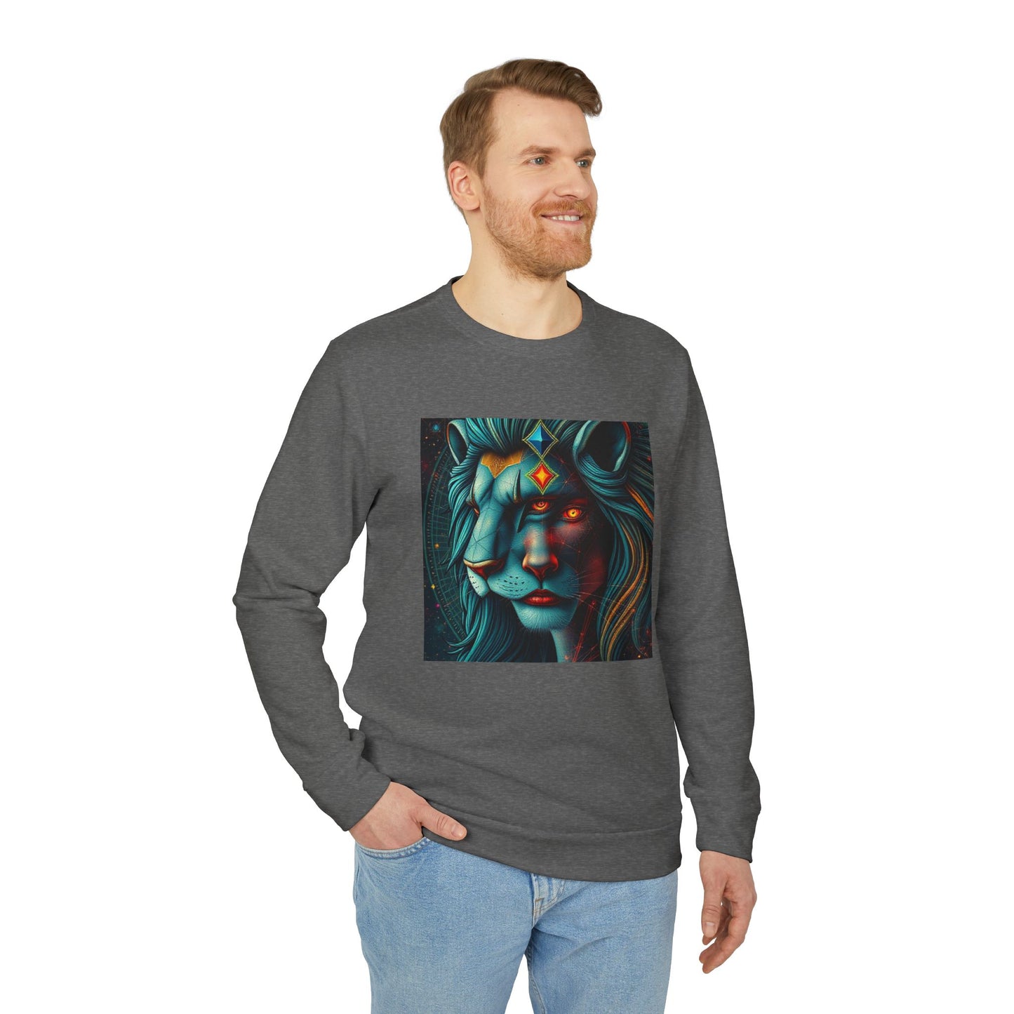 Adidas, Unisex Fleece Crewneck Sweatshirt, Leo, Pop Art, Zodiac