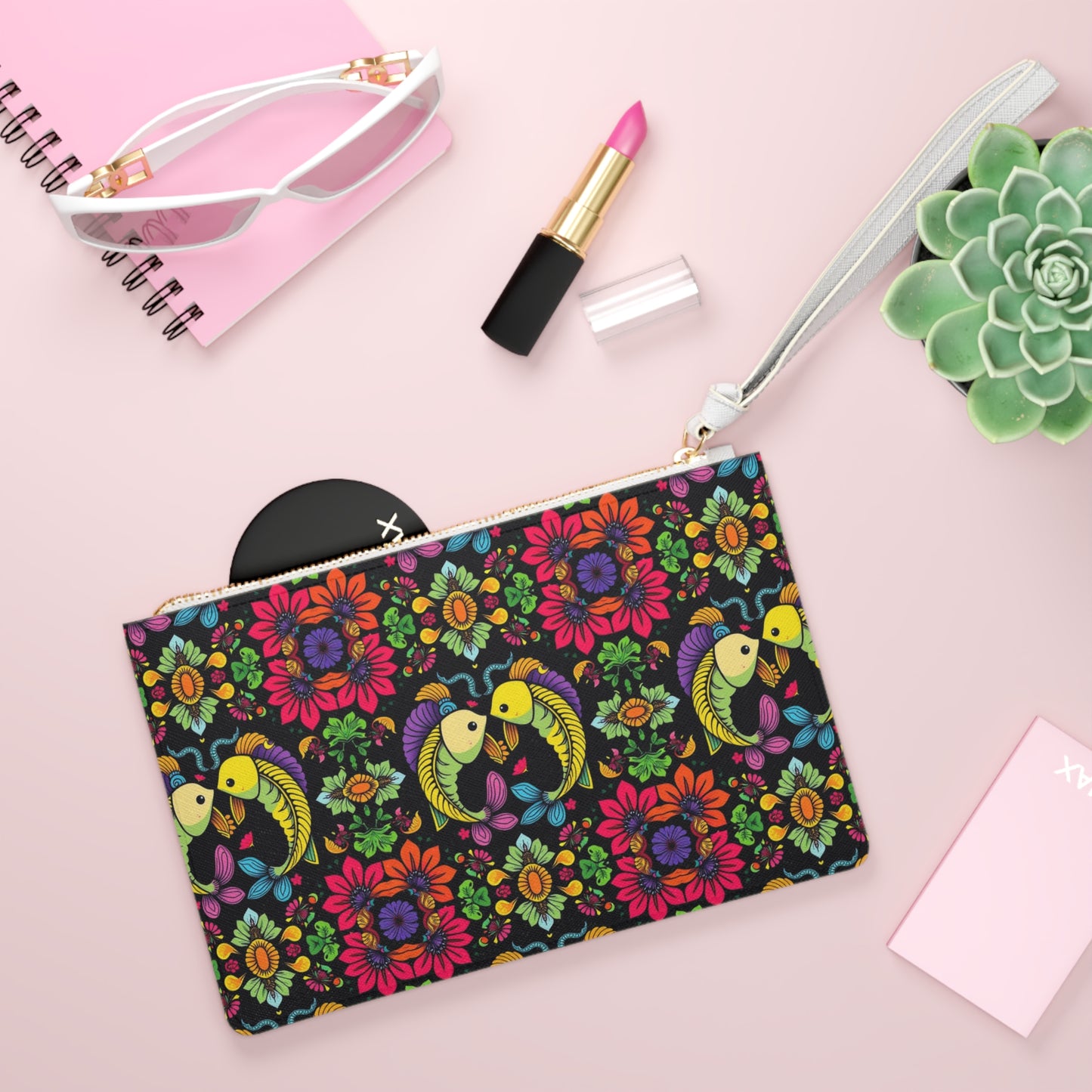 Clutch Bag, Pisces, Zodiac, Flower Pattern
