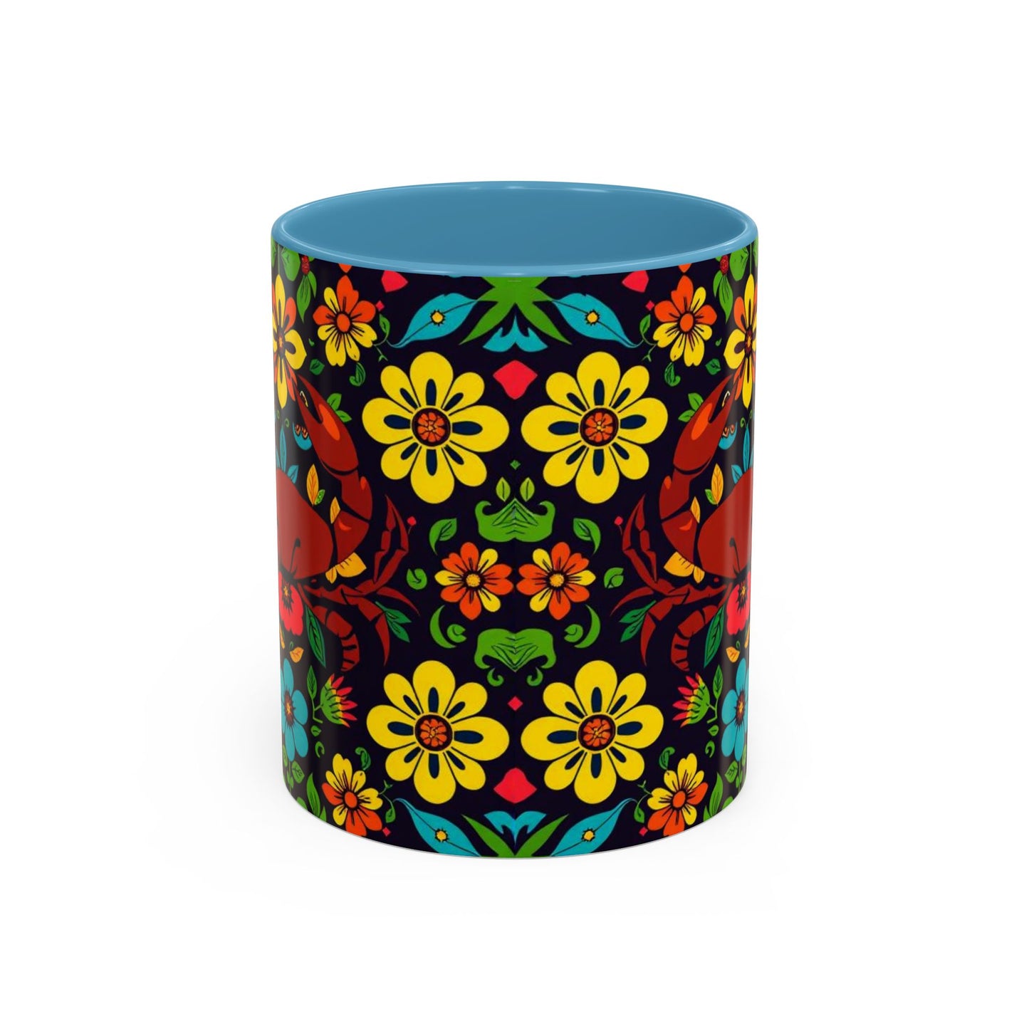 Accent Coffee Mug, Cancer, Zodiac v2, Flower Pattern, (11, 15oz)