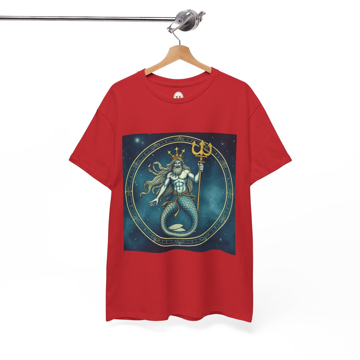Unisex Heavy Cotton T-Shirt, Aquarius God 6v, Zodiac Design