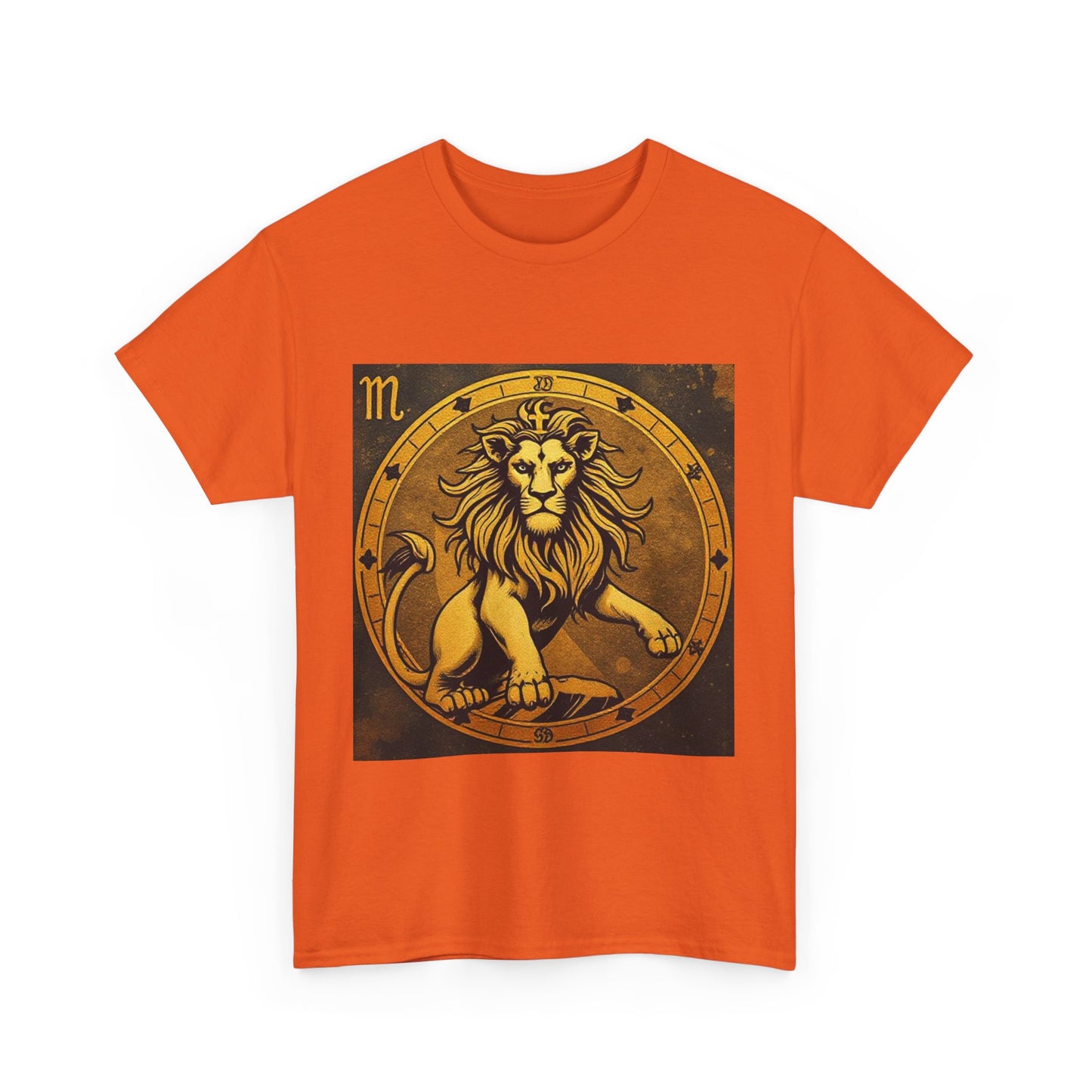 Unisex Heavy Cotton T-Shirt, Gold Lion v1, Leo Zodiac Design