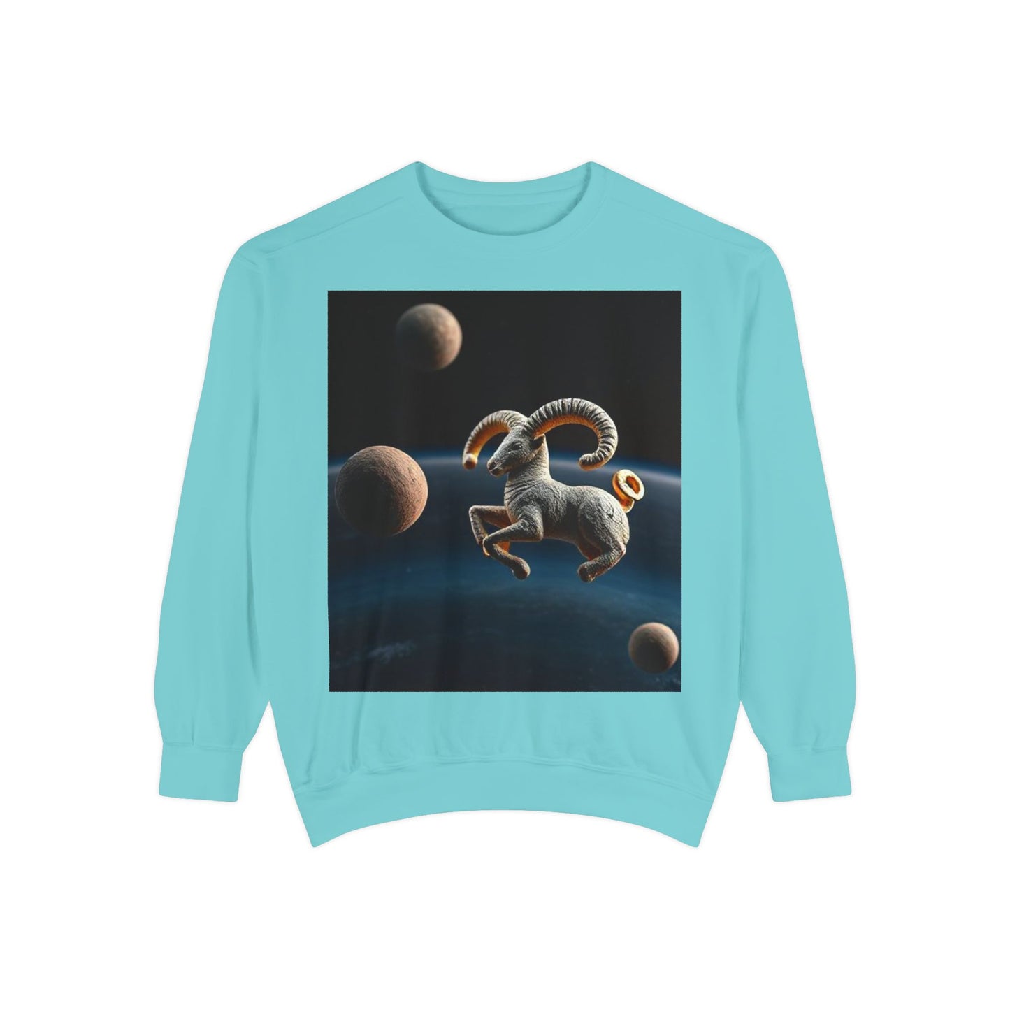 Garment-Dyed Sweatshirt, Unisex, Space Animal Design v1, Aries