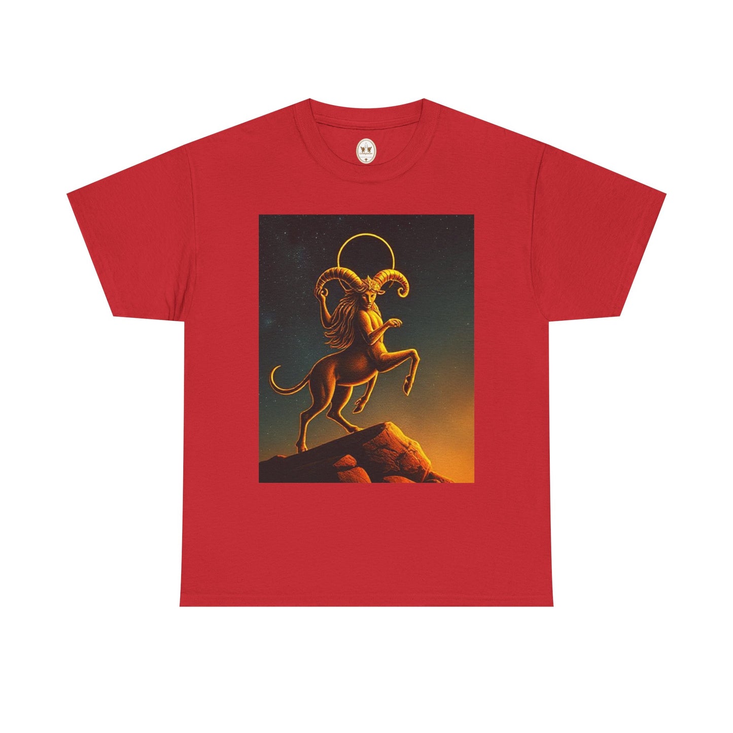 Unisex Heavy Cotton T-Shirt, Mountain Top 1v, Aries Zodiac Design
