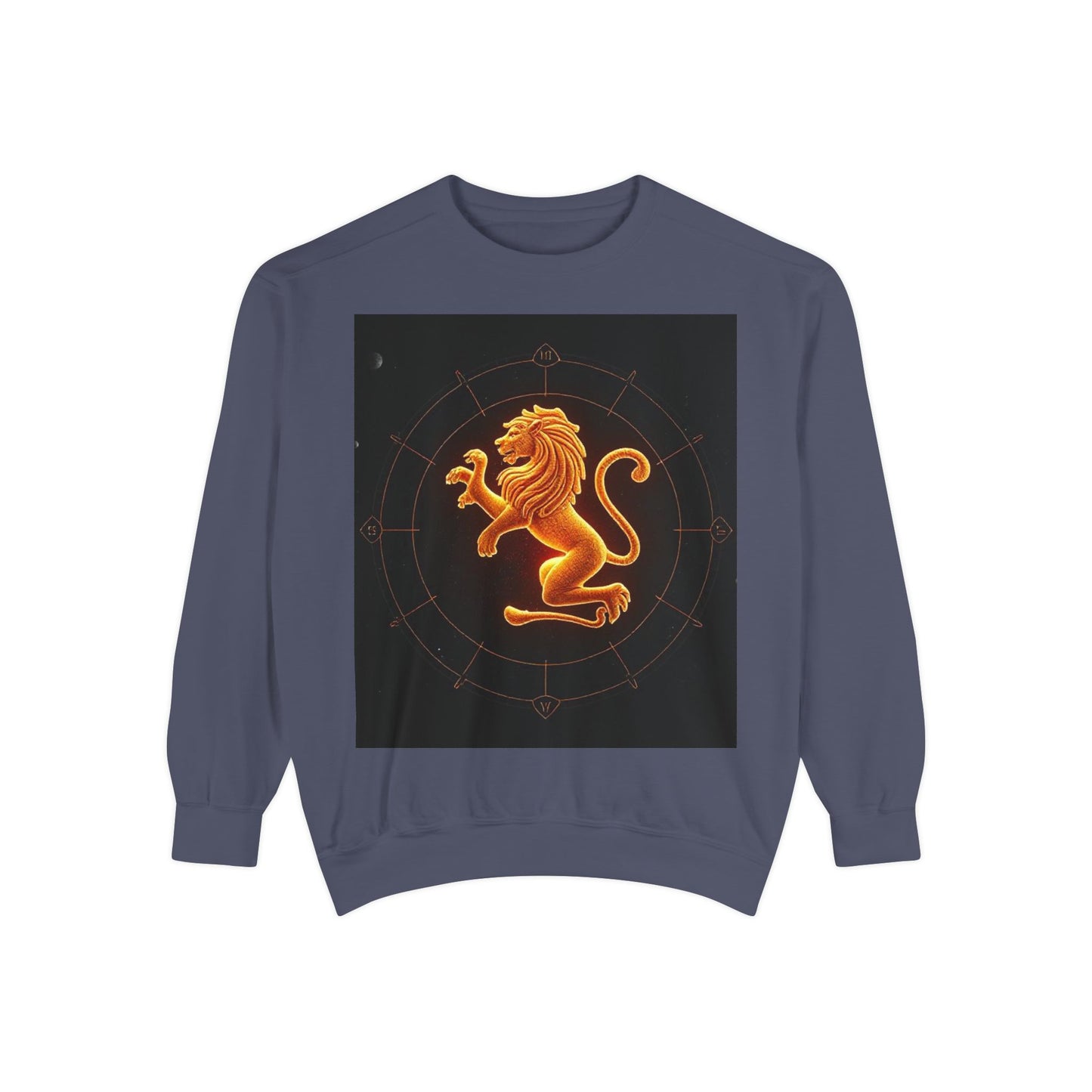 Garment-Dyed Sweatshirt, Unisex, Space Animal Design v1, Leo