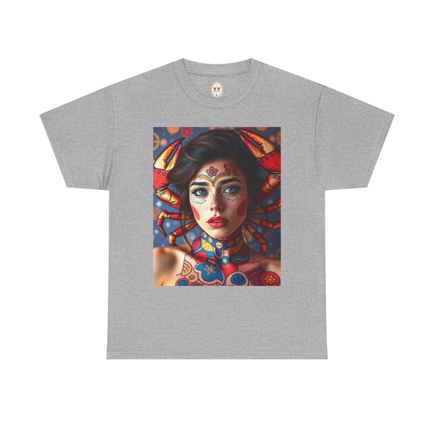 Unisex Heavy Cotton T-Shirt, Cancer, Zodiac v1, Sexy Art