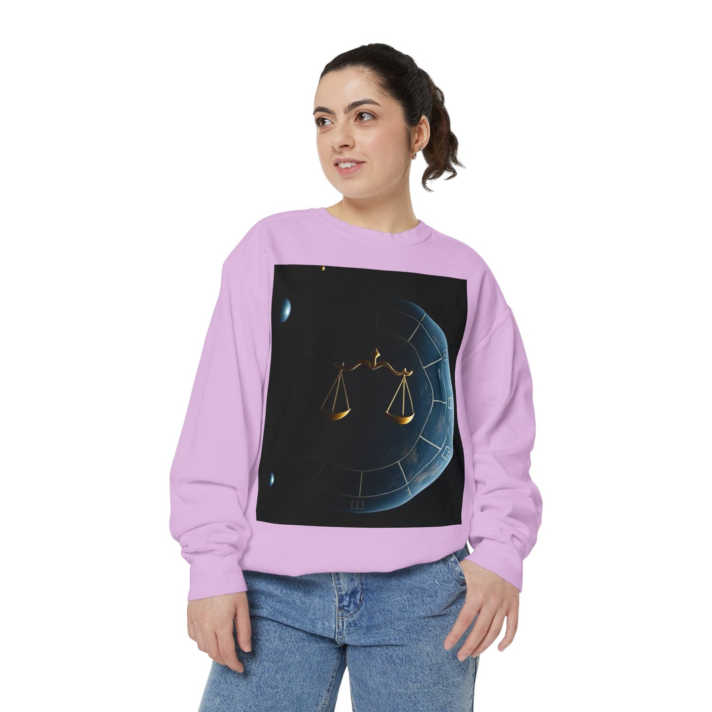 Garment-Dyed Sweatshirt, Unisex, Space Animal Design v1, Libra
