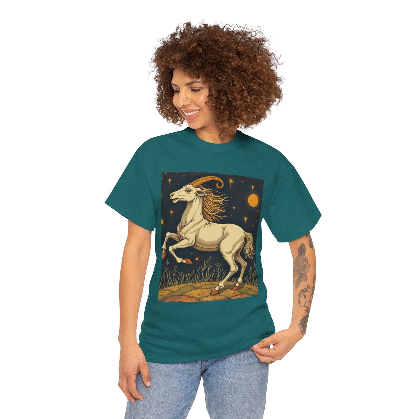 Unisex Heavy Cotton T-Shirt, Aries Animal, Zodiac Design