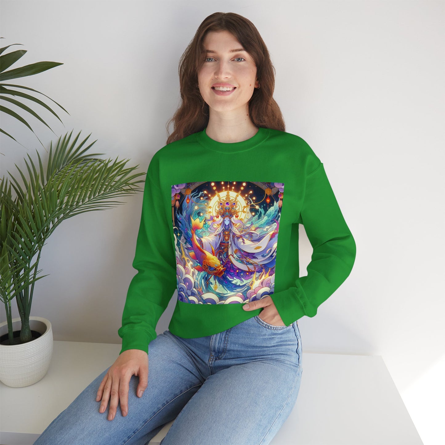 Unisex Heavy Blend™ Crewneck Sweatshirt, Anime Pisces King, Zodiac Design