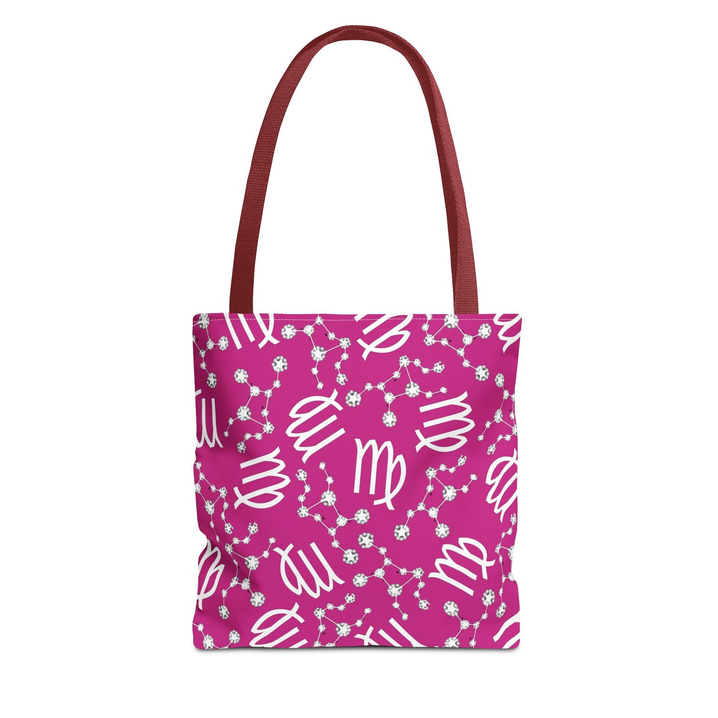 Tote Bag, Virgo Zodiac Sign, AOP, (Pink, White)