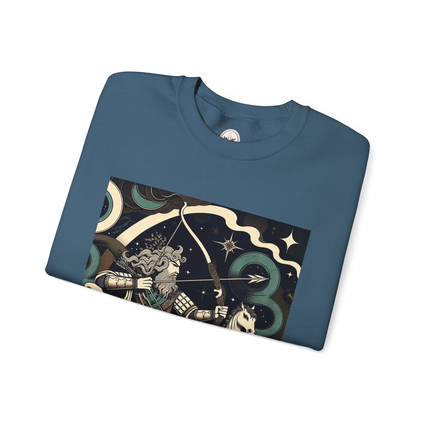 Unisex Heavy Blend™ Crewneck Sweatshirt, Man With Arrow Sagittarius Zodiac Design