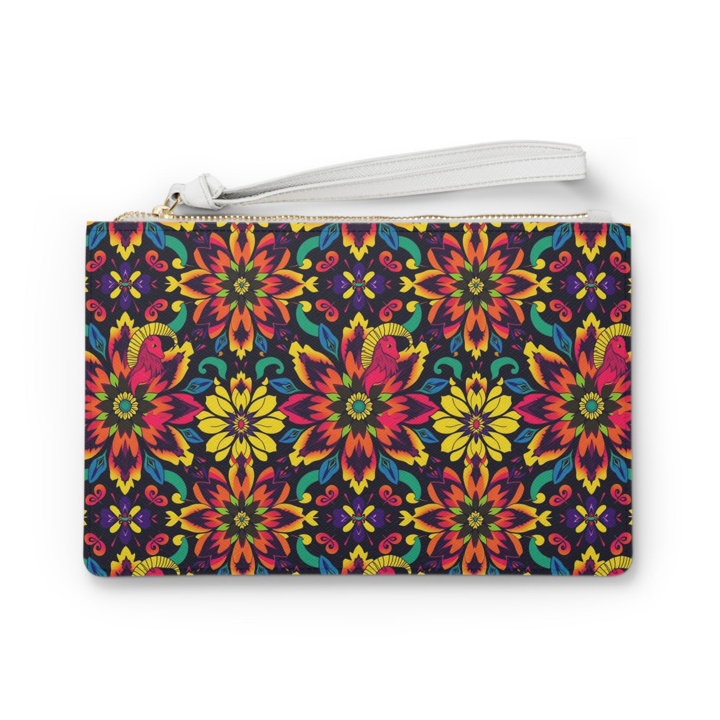 Clutch Bag, Capricorn, Zodiac v1, Flower Pattern