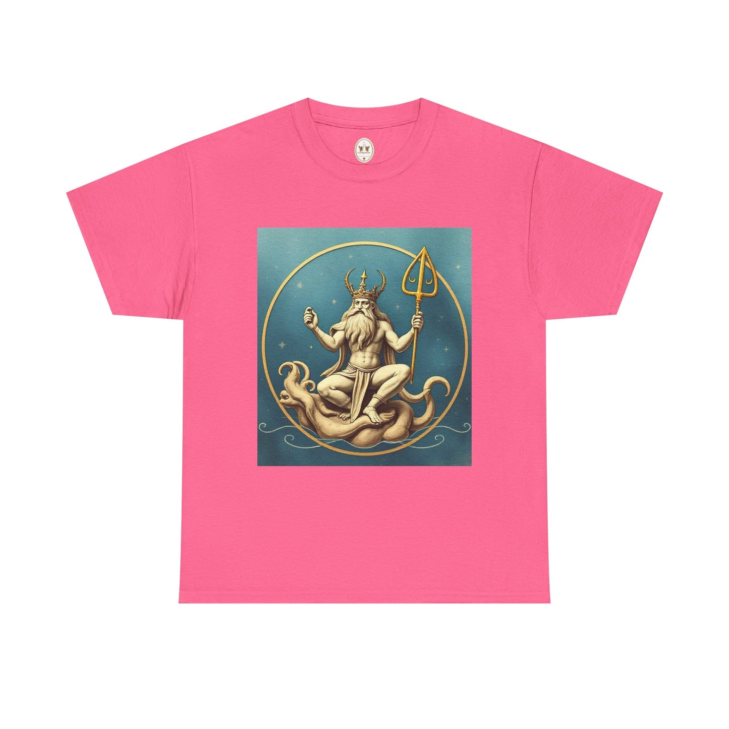Unisex Heavy Cotton T-Shirt, Aquarius God 3v, Zodiac Design