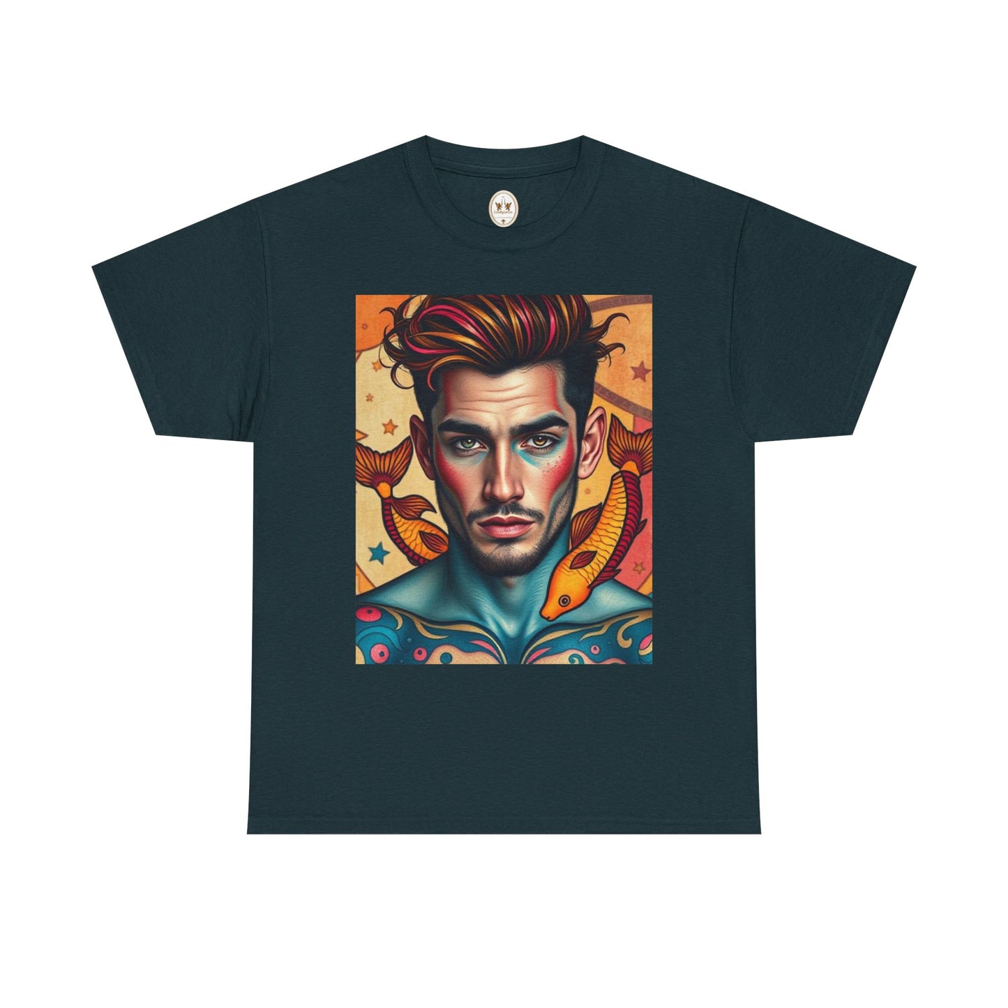Unisex Heavy Cotton T-Shirt, Pisces, Zodiac v2, Sexy Art