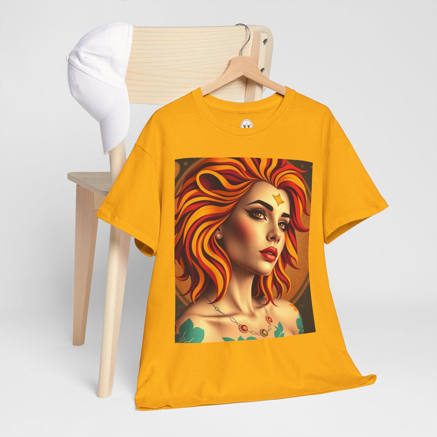 Unisex Heavy Cotton T-Shirt, Leo, Zodiac v3, Sexy Art