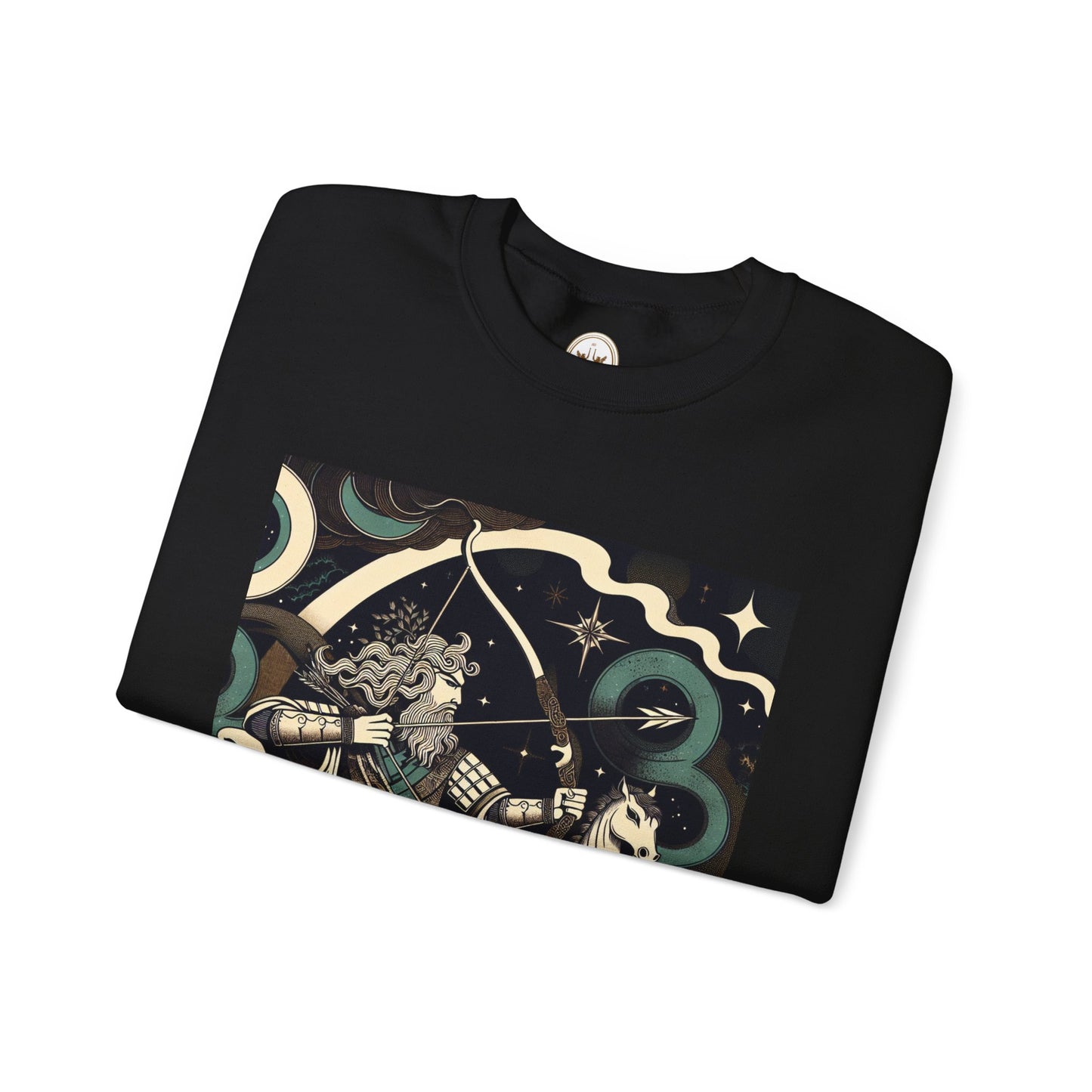 Unisex Heavy Blend™ Crewneck Sweatshirt, Man With Arrow Sagittarius Zodiac Design
