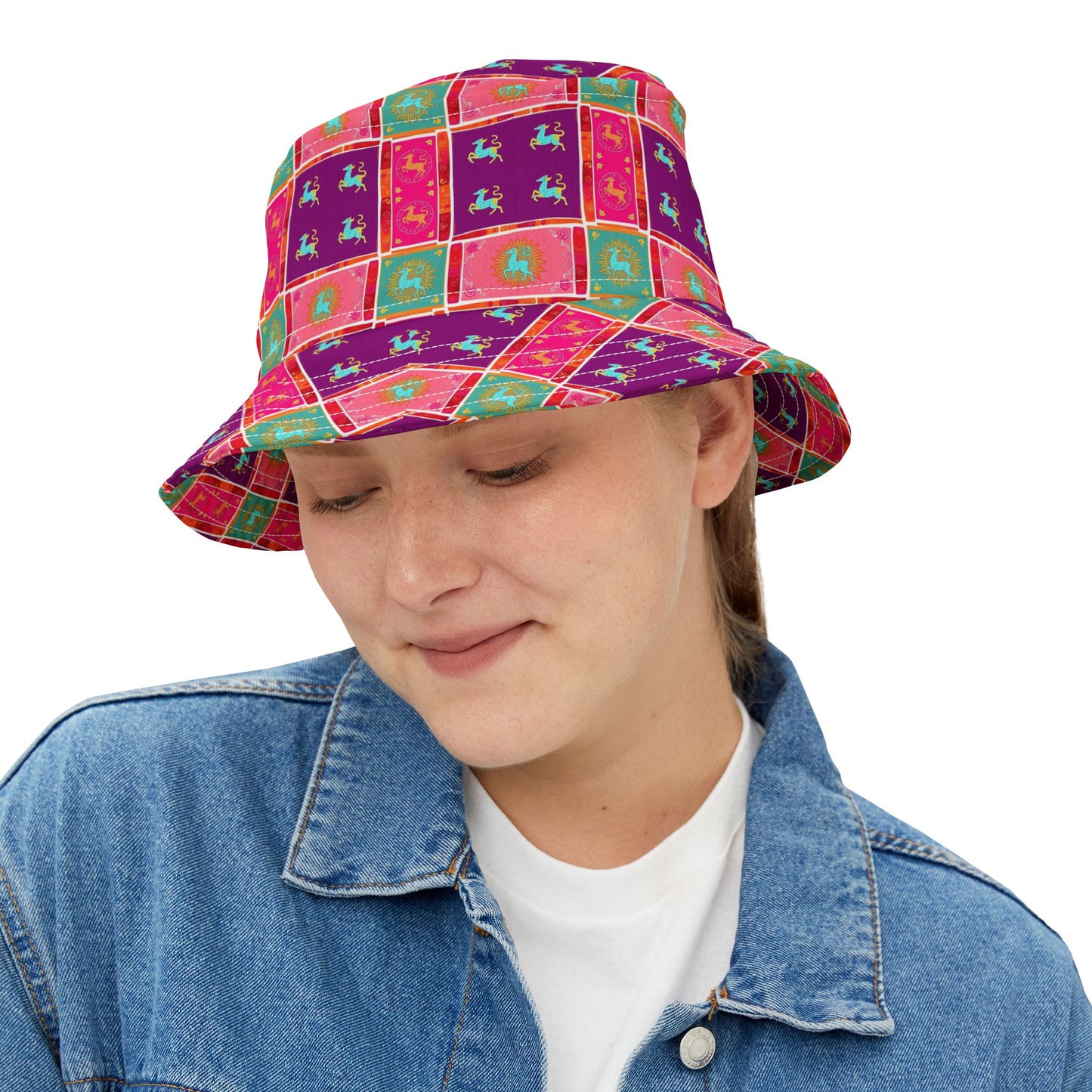 Bucket Hat, (AOP), Capricorn, Zodiac v1, Shape Pattern