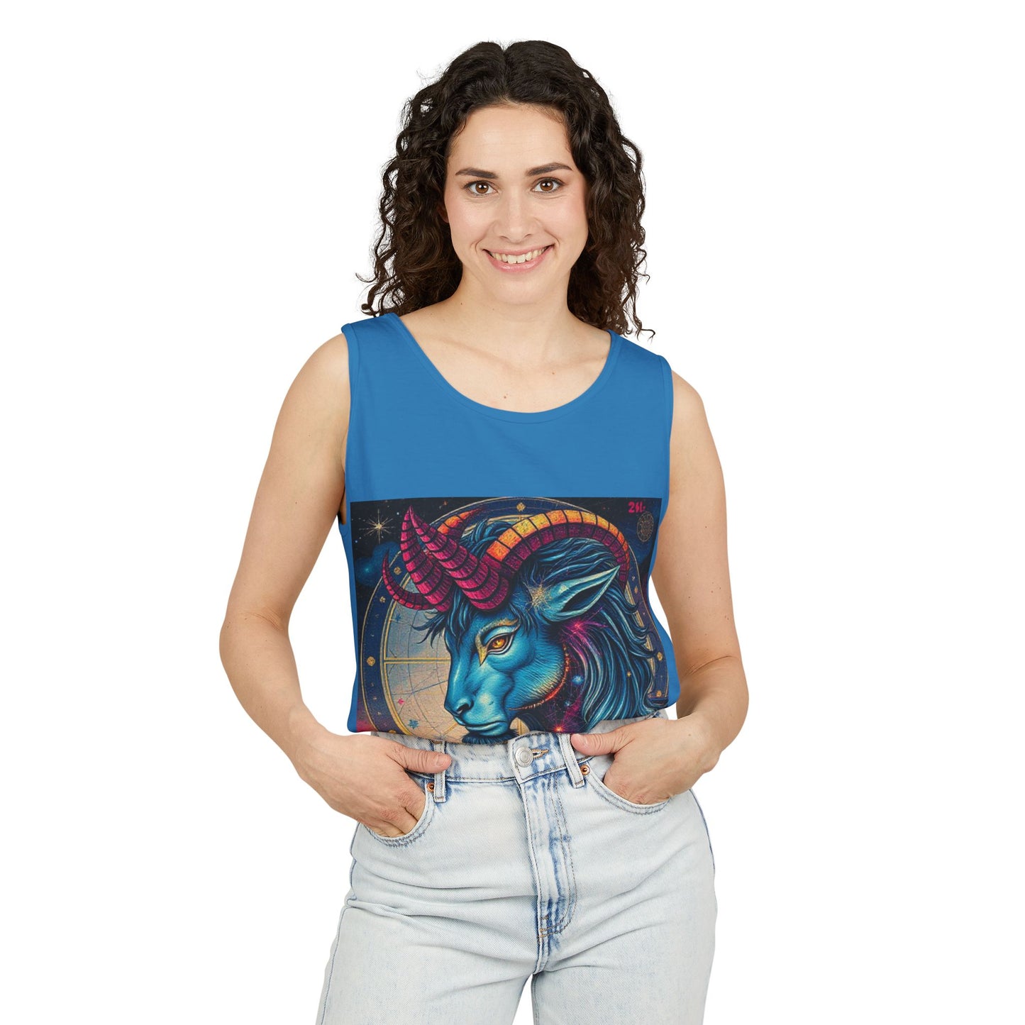 Unisex Garment-Dyed, Tank Top, Capricorn, Pop Art, 100% US cotton