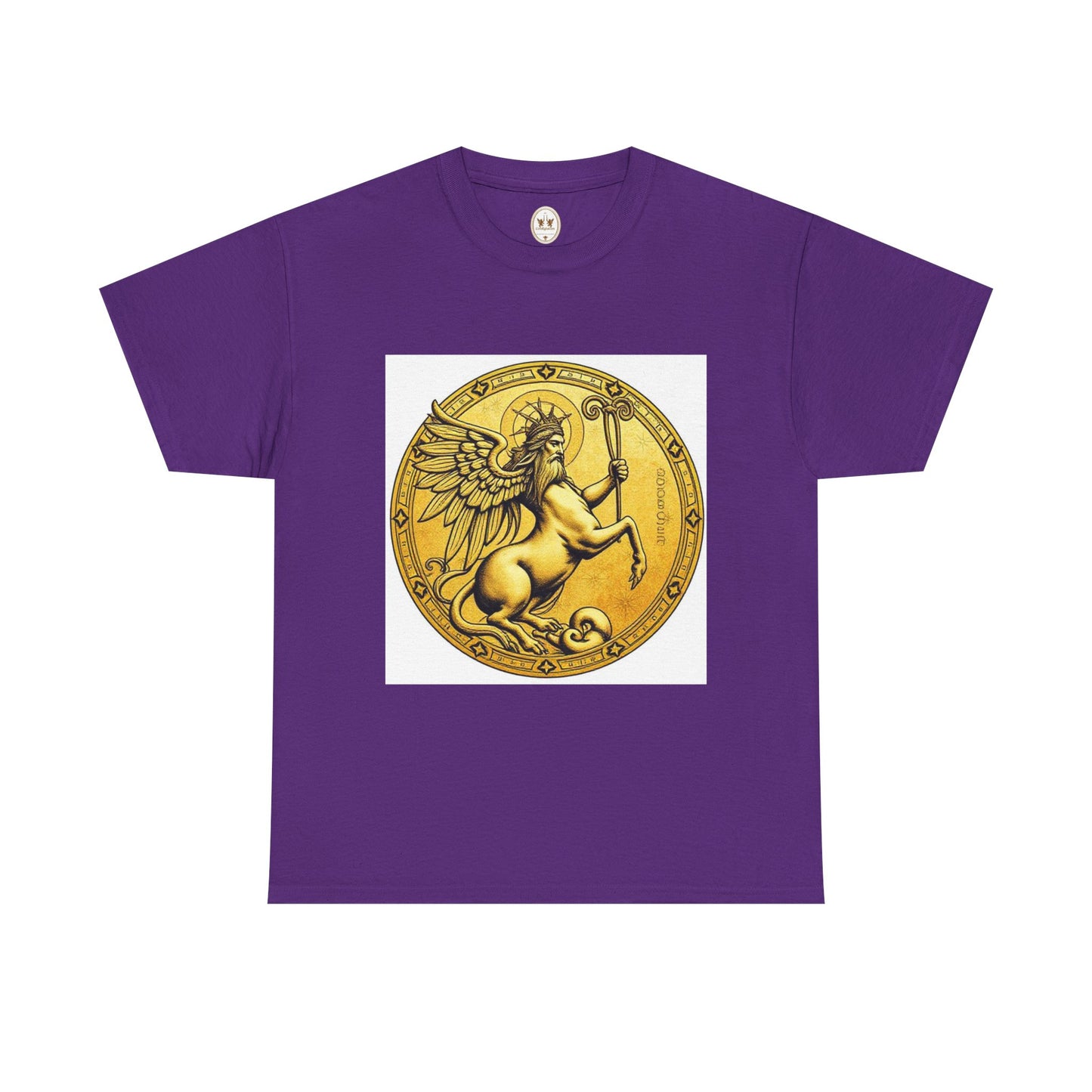 Unisex Heavy Cotton T-Shirt, Golden Angel Coin, Virgo Zodiac Design