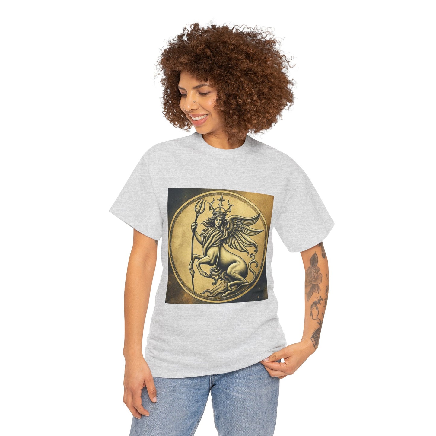 Unisex Heavy Cotton T-Shirt, Animal Angel v1, Virgo Zodiac Design