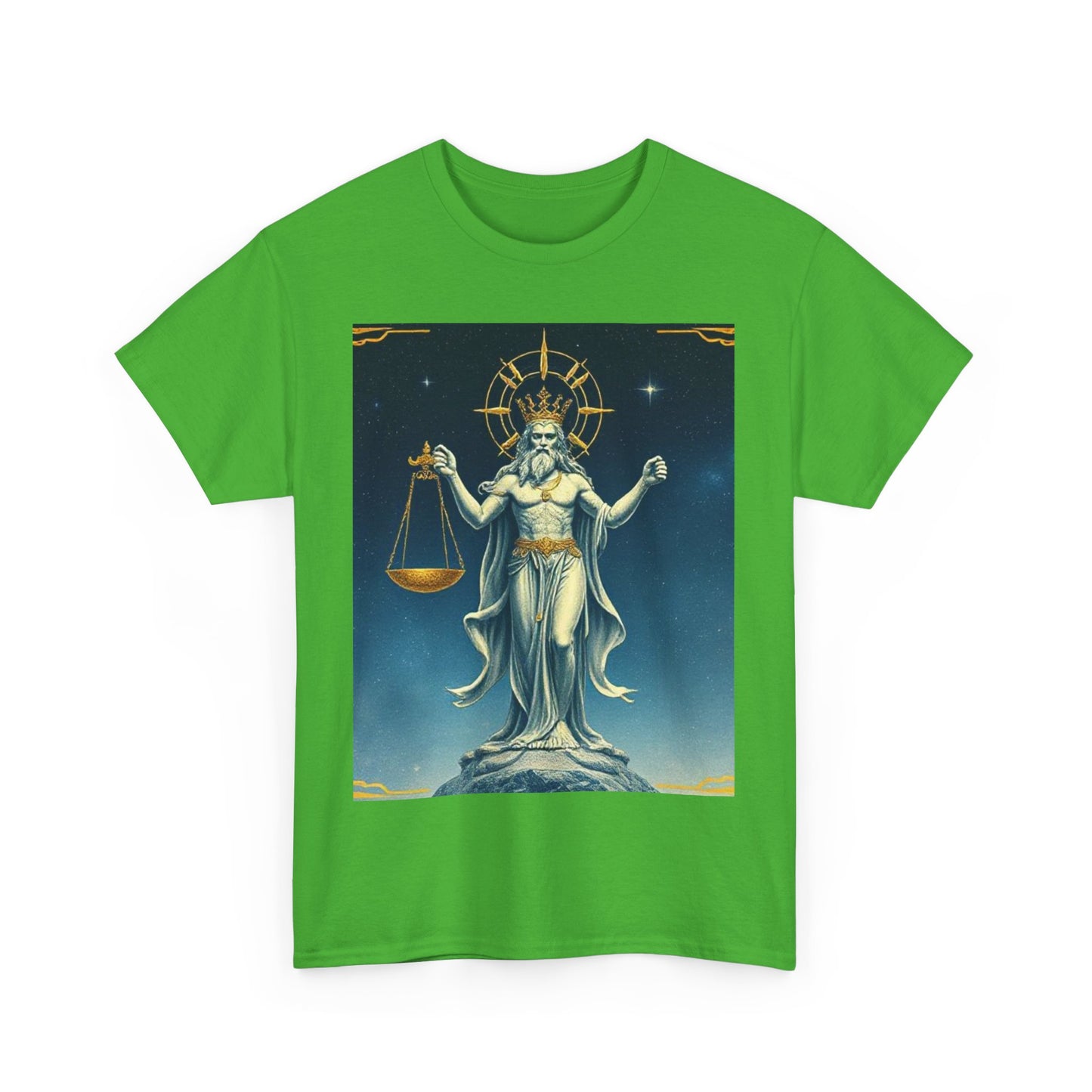 Unisex Heavy Cotton T-Shirt, Space, Libra God, Zodiac Design