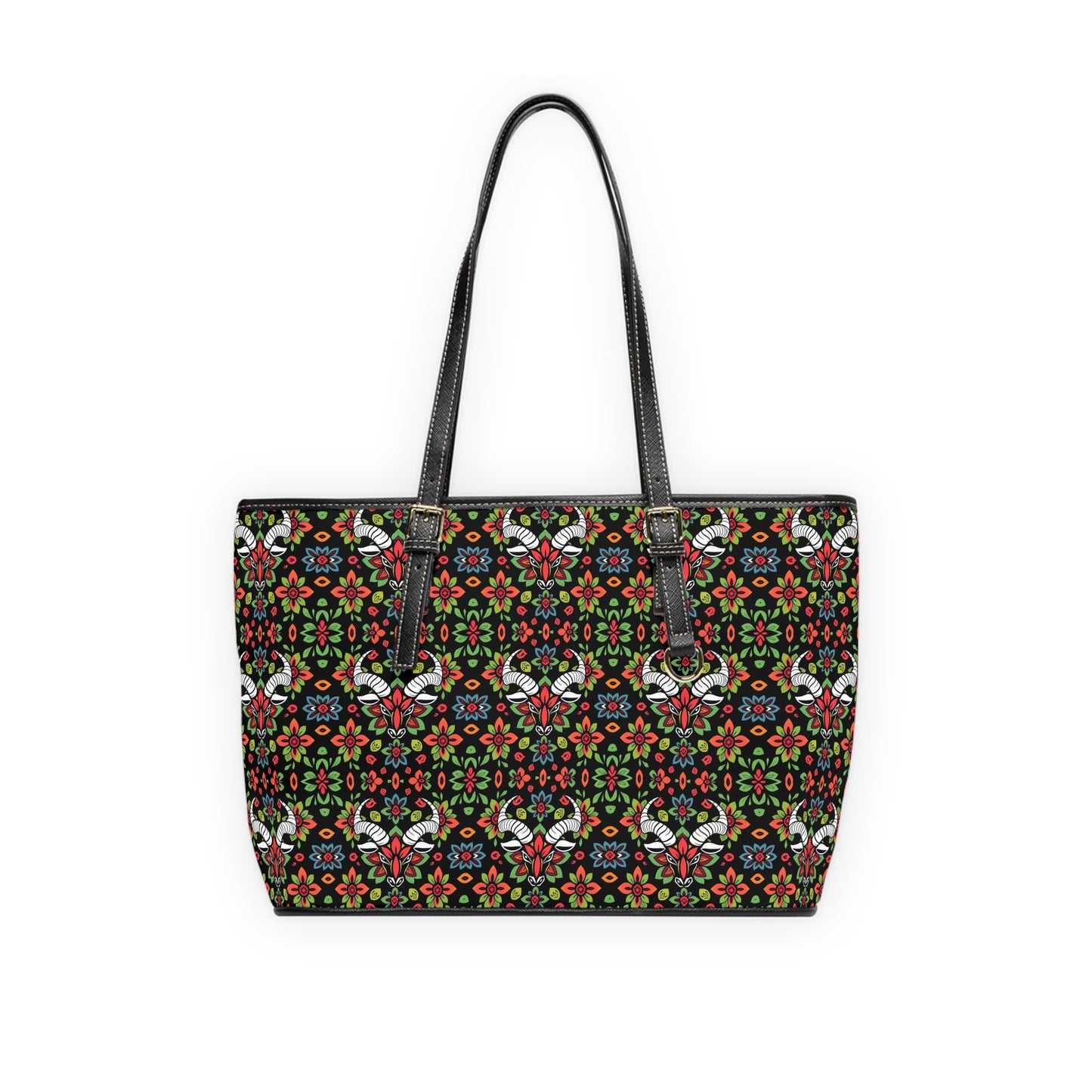 Leather Shoulder Bag, Taurus, Zodiac v1, Flower Pattern
