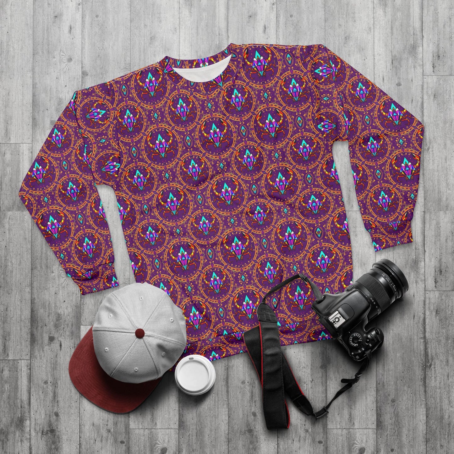 Unisex Sweatshirt (AOP), Scorpio, Zodiac v3, Jewel Pattern