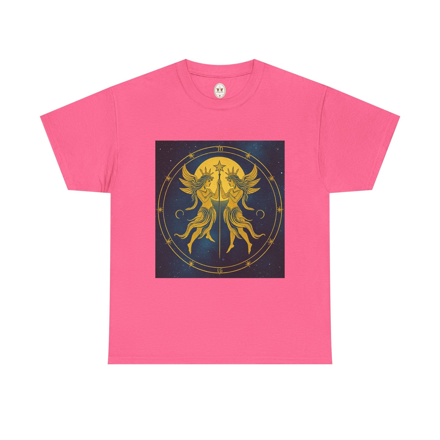 Unisex Heavy Cotton T-Shirt, Space Twins v3, Gemini Zodiac Design