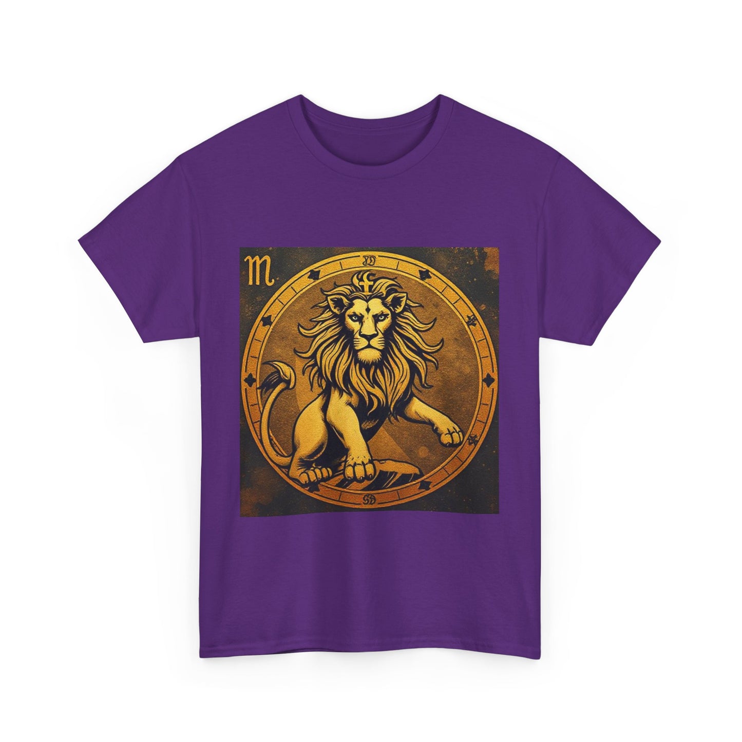Unisex Heavy Cotton T-Shirt, Gold Lion v1, Leo Zodiac Design