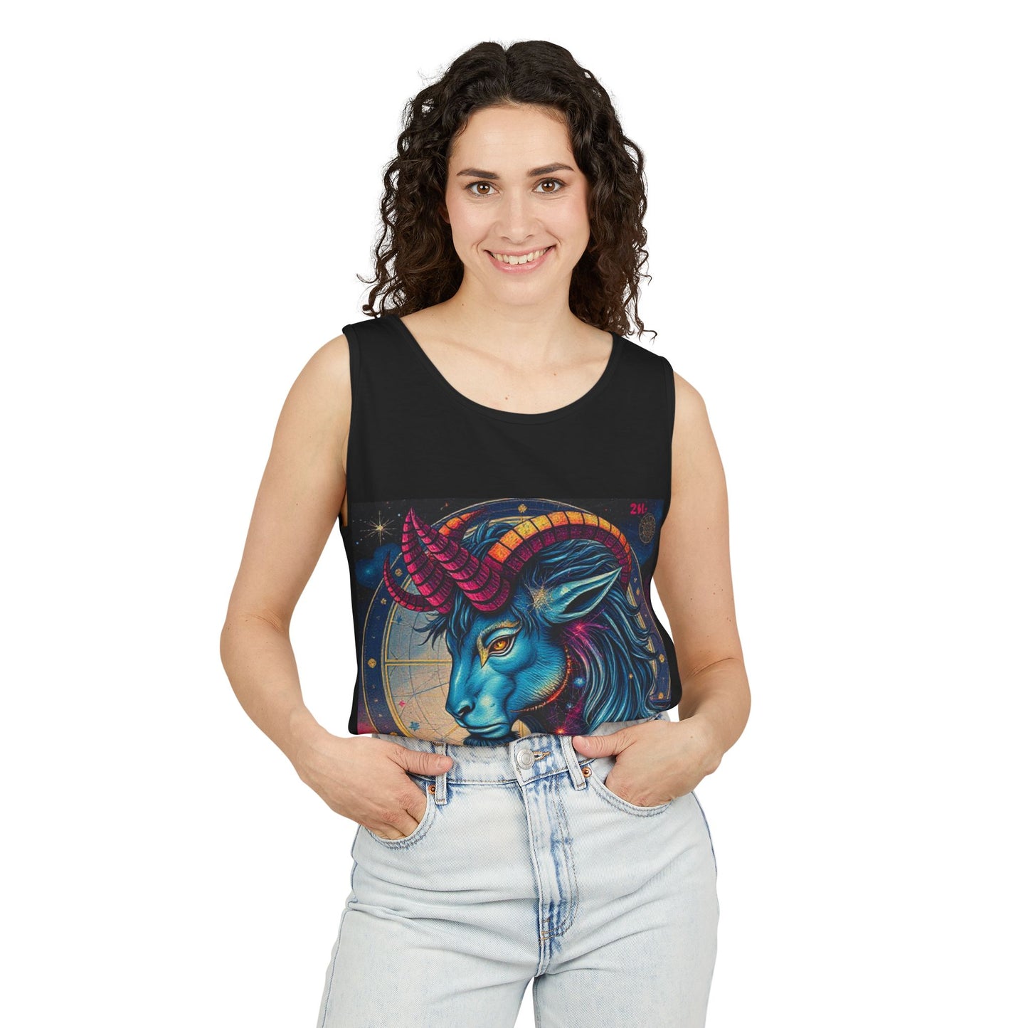Unisex Garment-Dyed, Tank Top, Capricorn, Pop Art, 100% US cotton