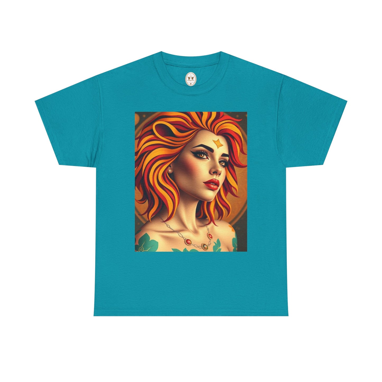 Unisex Heavy Cotton T-Shirt, Leo, Zodiac v3, Sexy Art