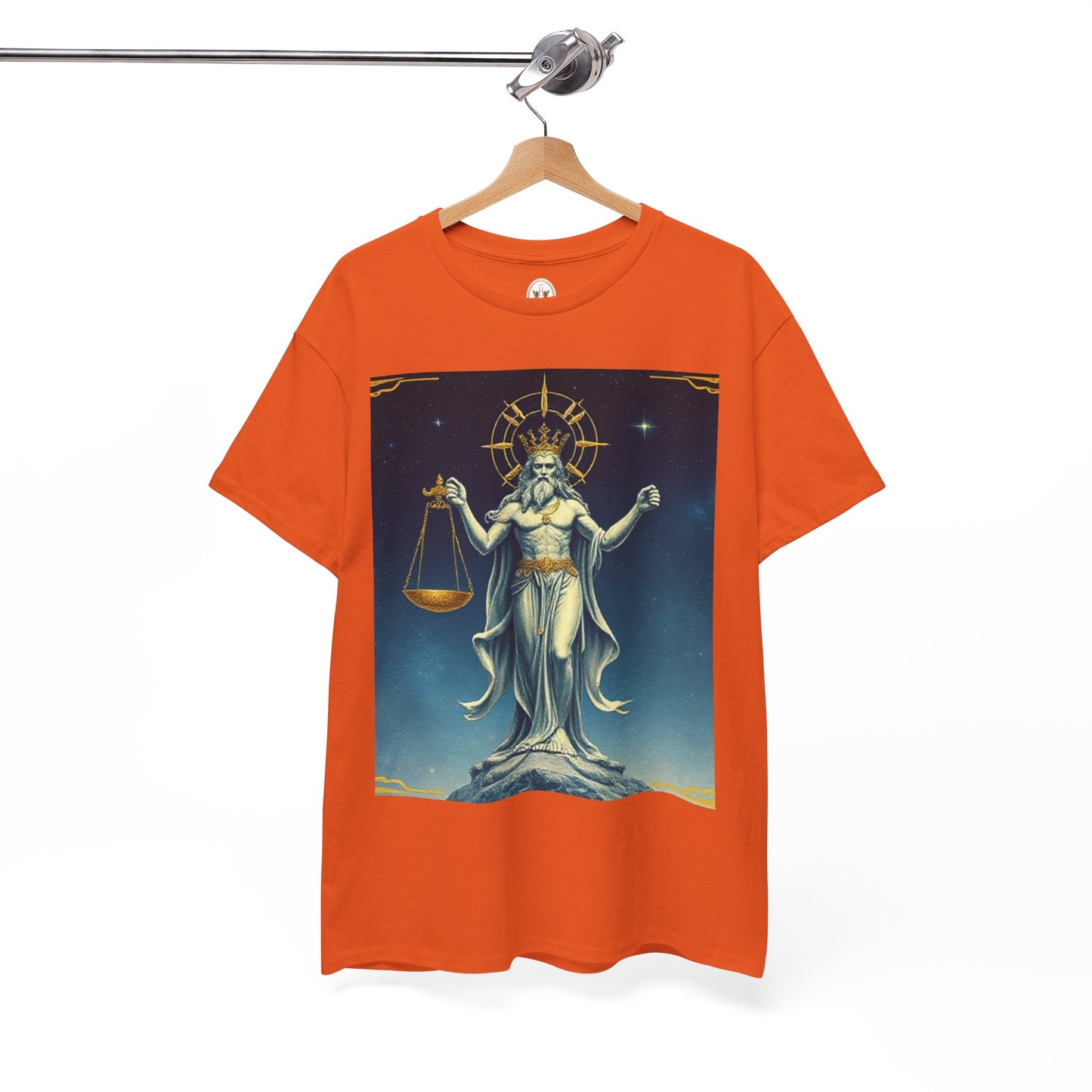 Unisex Heavy Cotton T-Shirt, Space, Libra God, Zodiac Design