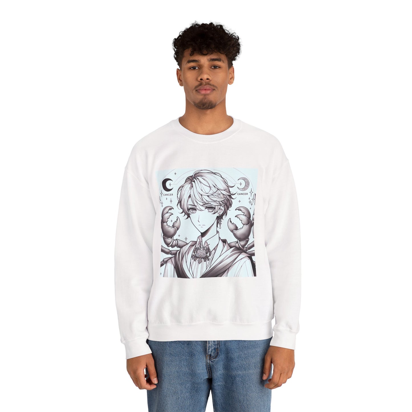 Unisex Heavy Blend™ Crewneck Sweatshirt,Two Moon, Cancer Zodiac Design