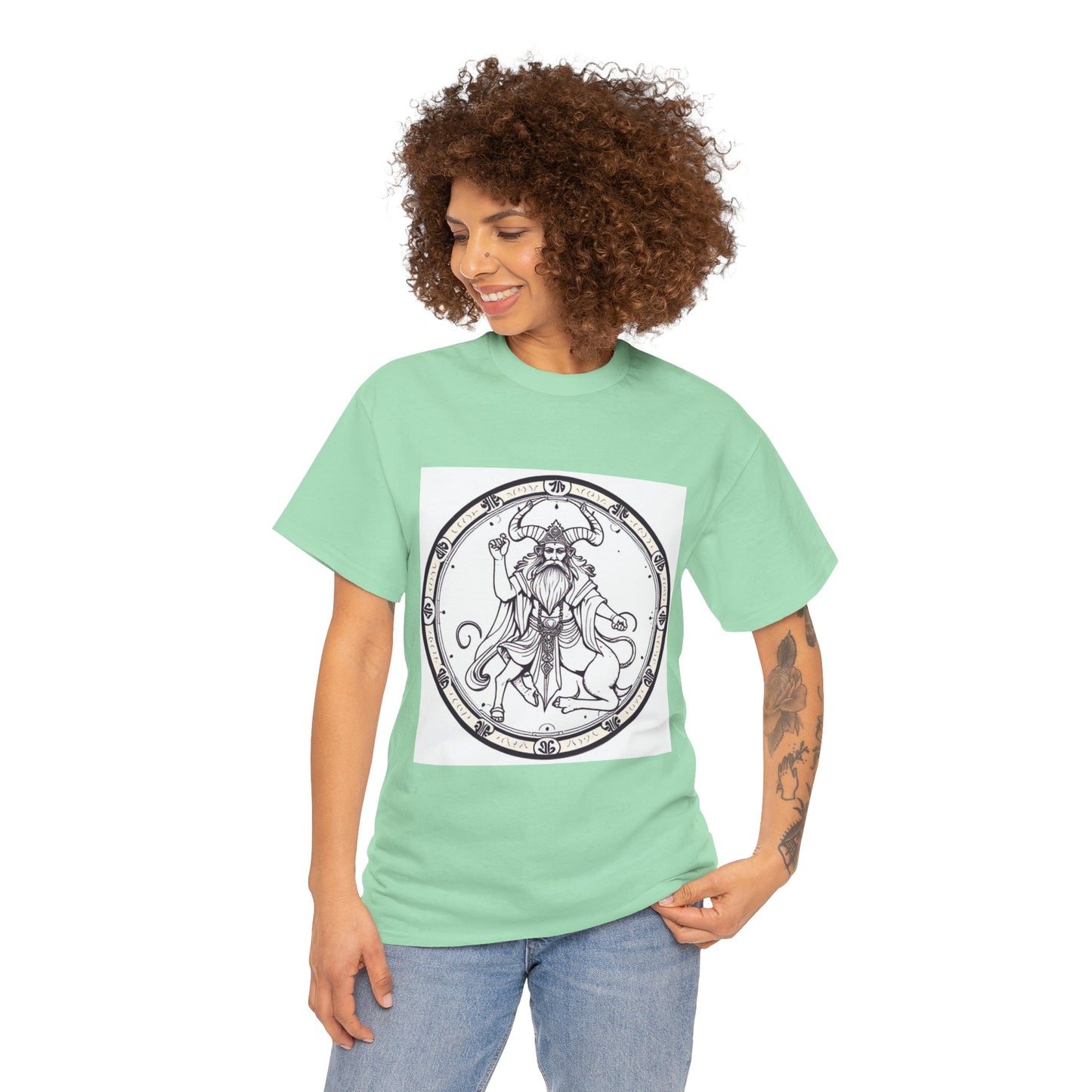 Unisex Heavy Cotton T-Shirt, Bull Centaur v1, Taurus Zodiac Design