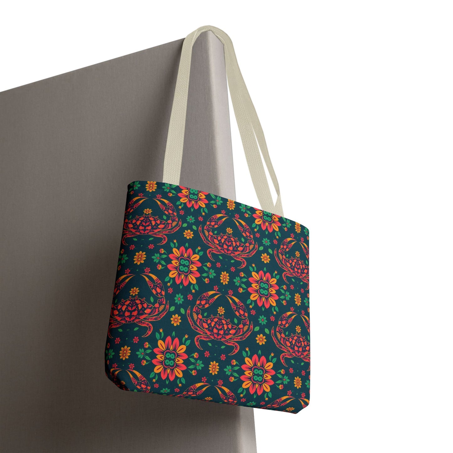 Tote Bag, (AOP), Cancer, Zodiac v1, Flower Pattern
