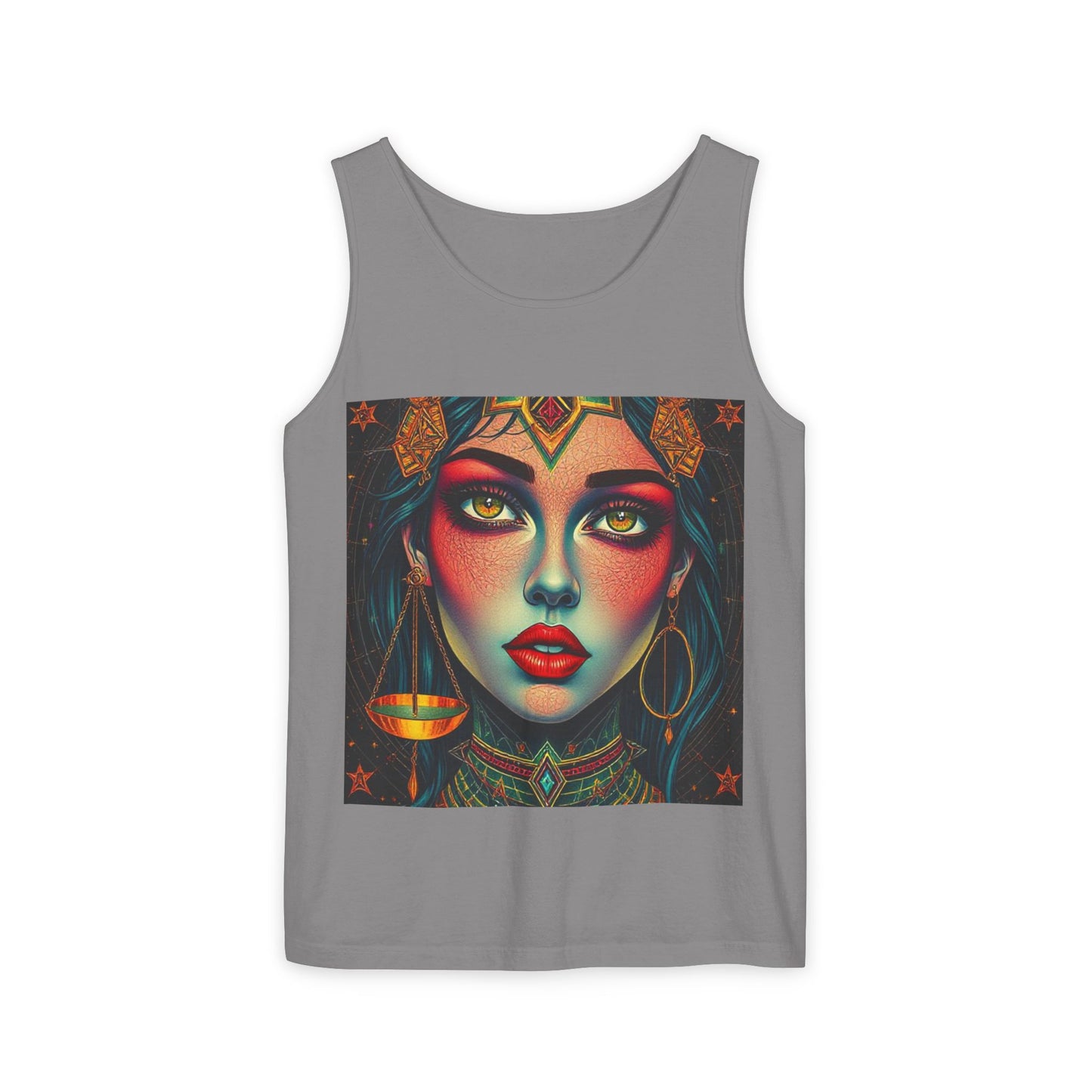 Unisex Garment-Dyed, Tank Top, Libra Design, Pop Art, 100% US cotton