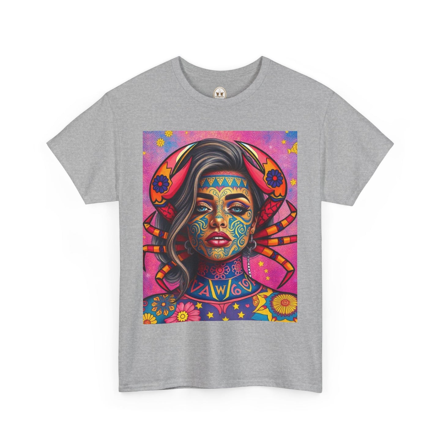 Unisex Heavy Cotton T-Shirt, Cancer, Zodiac v3, Sexy Art