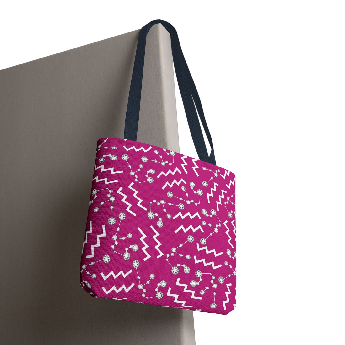 Tote Bag, Aquarius Zodiac Sign, AOP, (Pink, White)
