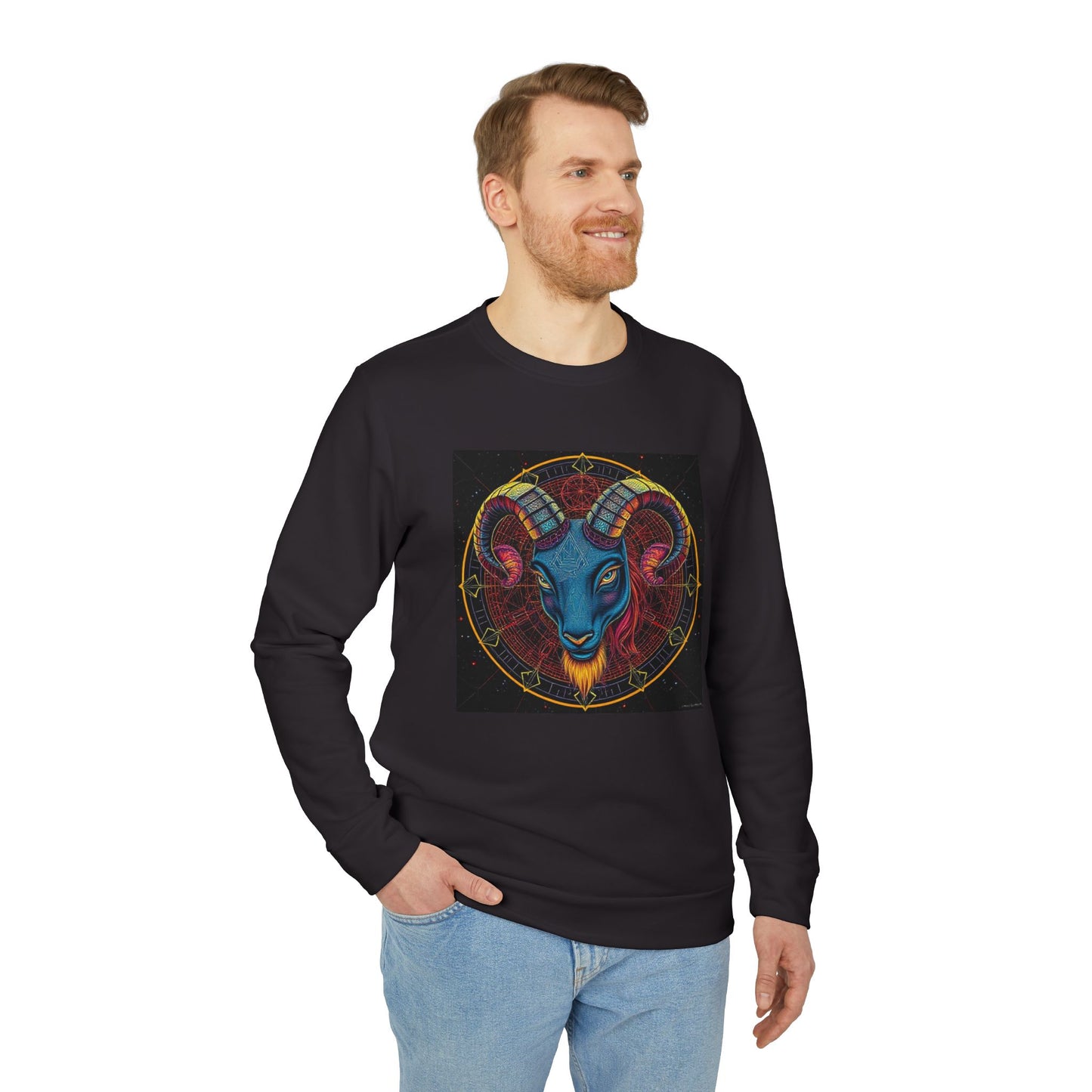 Adidas, Unisex Fleece Crewneck Sweatshirt, Aries, Pop Art v1, Zodiac