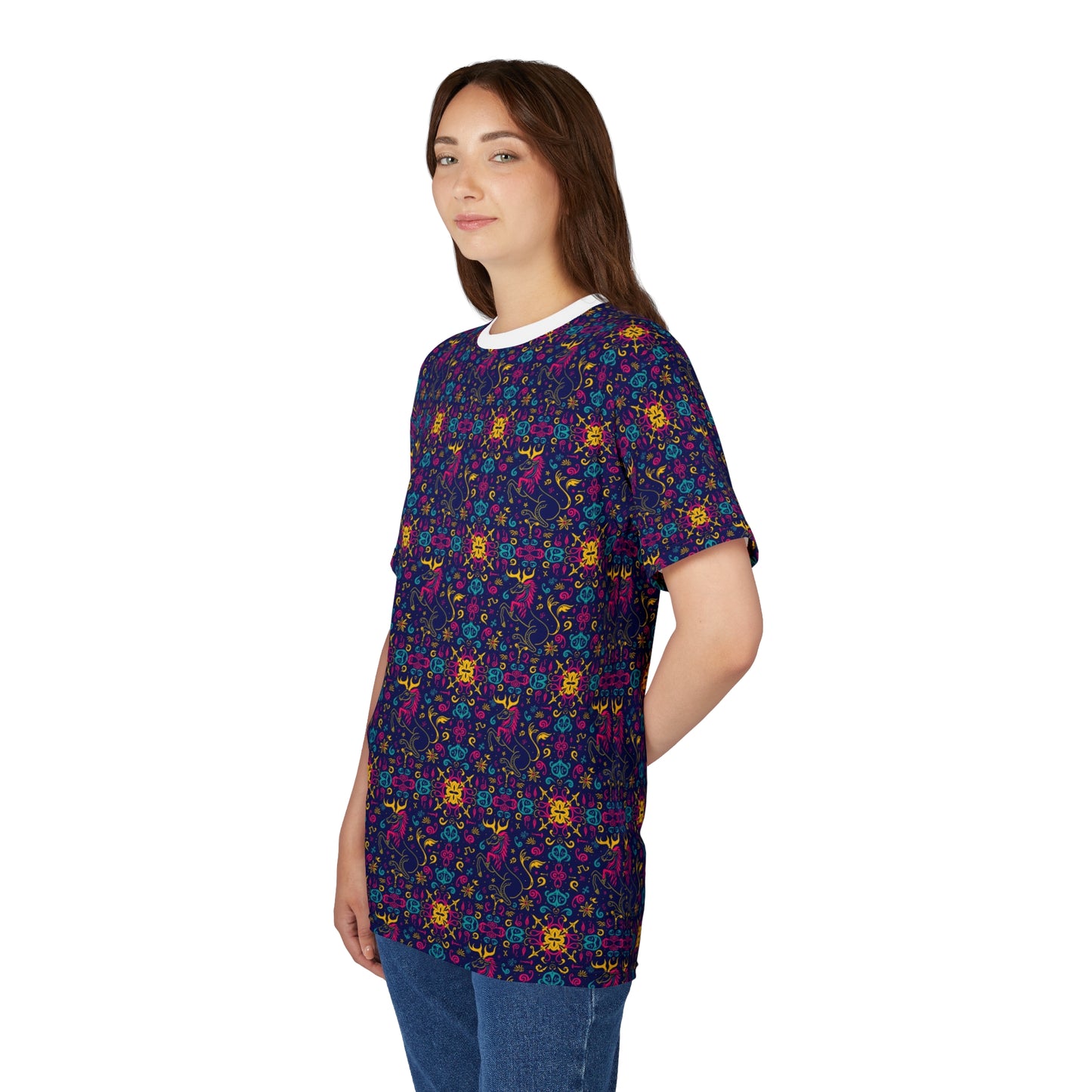 Unisex Cut & Sew T-Shirt, AOP, Aquarius, Zodiac v1, Pattern