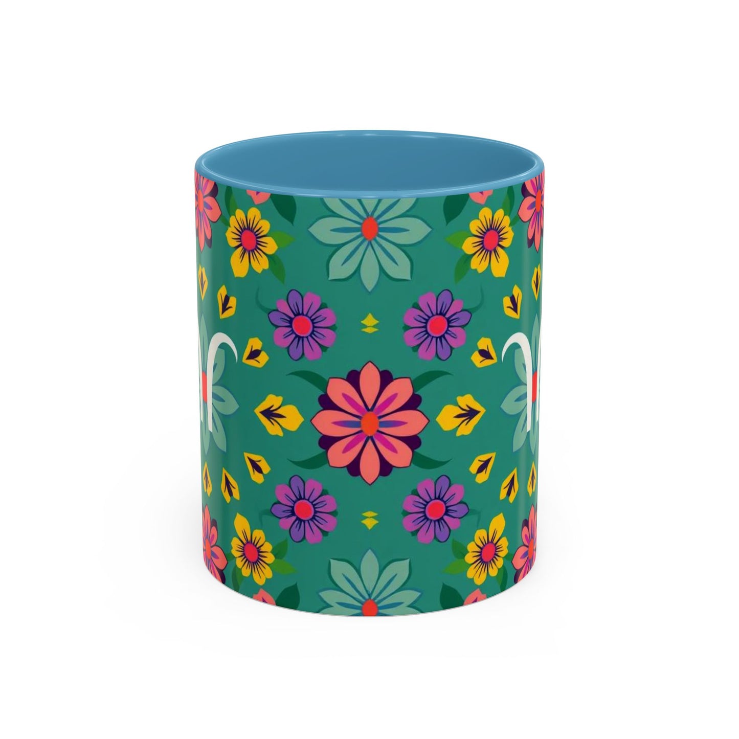 Accent Coffee Mug, Aquarius, Zodiac v3, Flower Pattern, (11, 15oz)